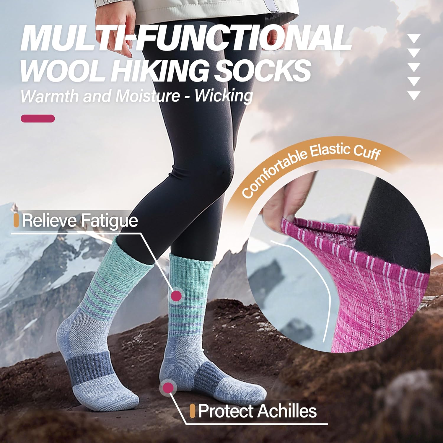 Thumbnail 2 de MOSEY KOSY Wool Walking Socks 5 Pairs