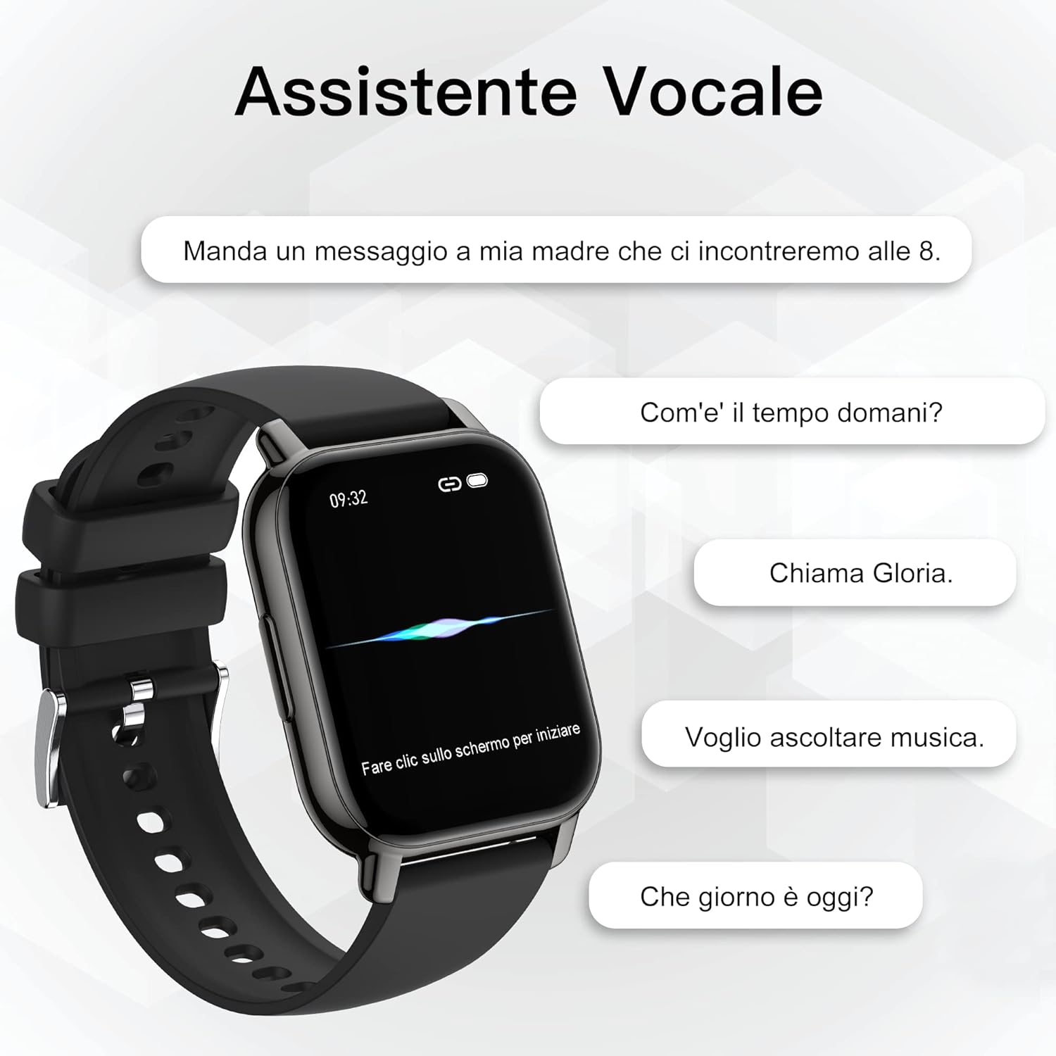 Thumbnail 2 de Popglory Smartwatch Uomo Donna: contapassi, chiamate e assistente vocale AI, con 2 cinturini