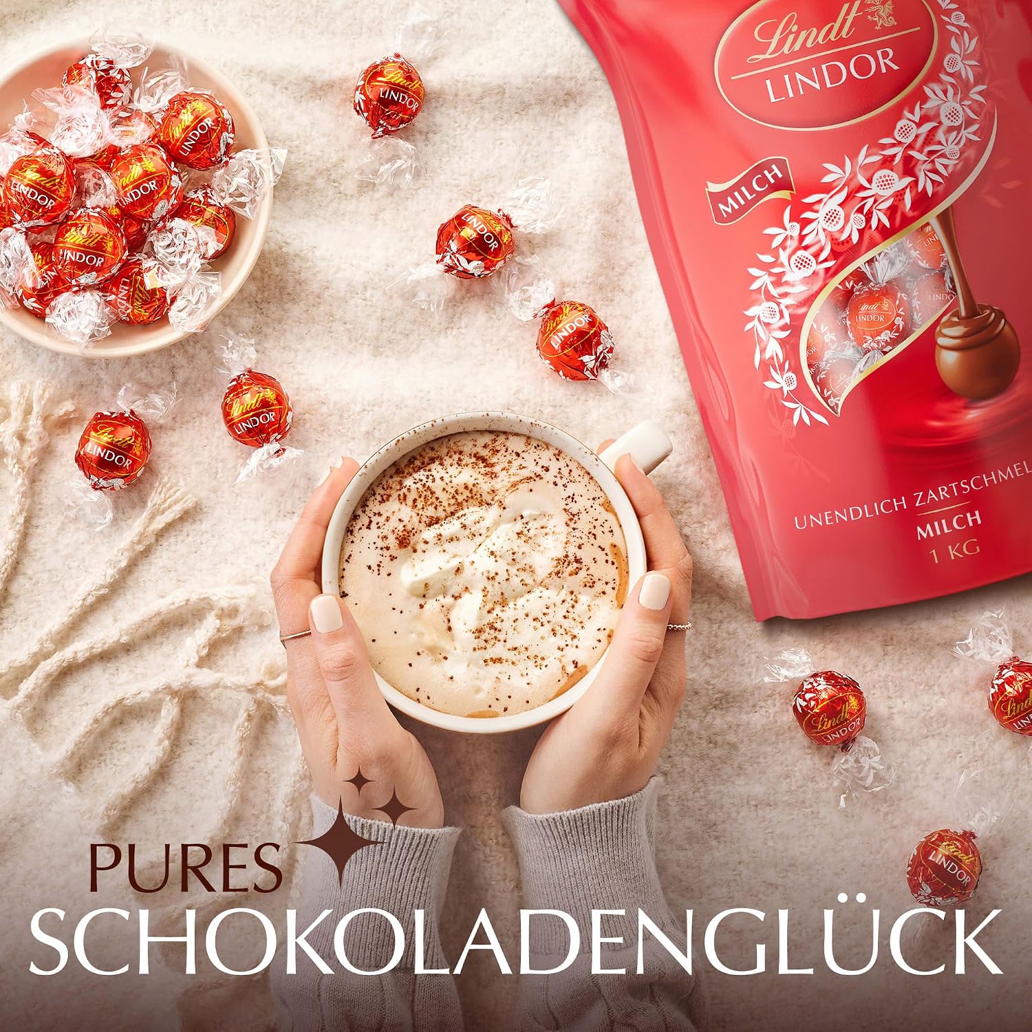 Detalle 1 de Lindt LINDOR Milchschokolade 2 kg, 155 Kugeln