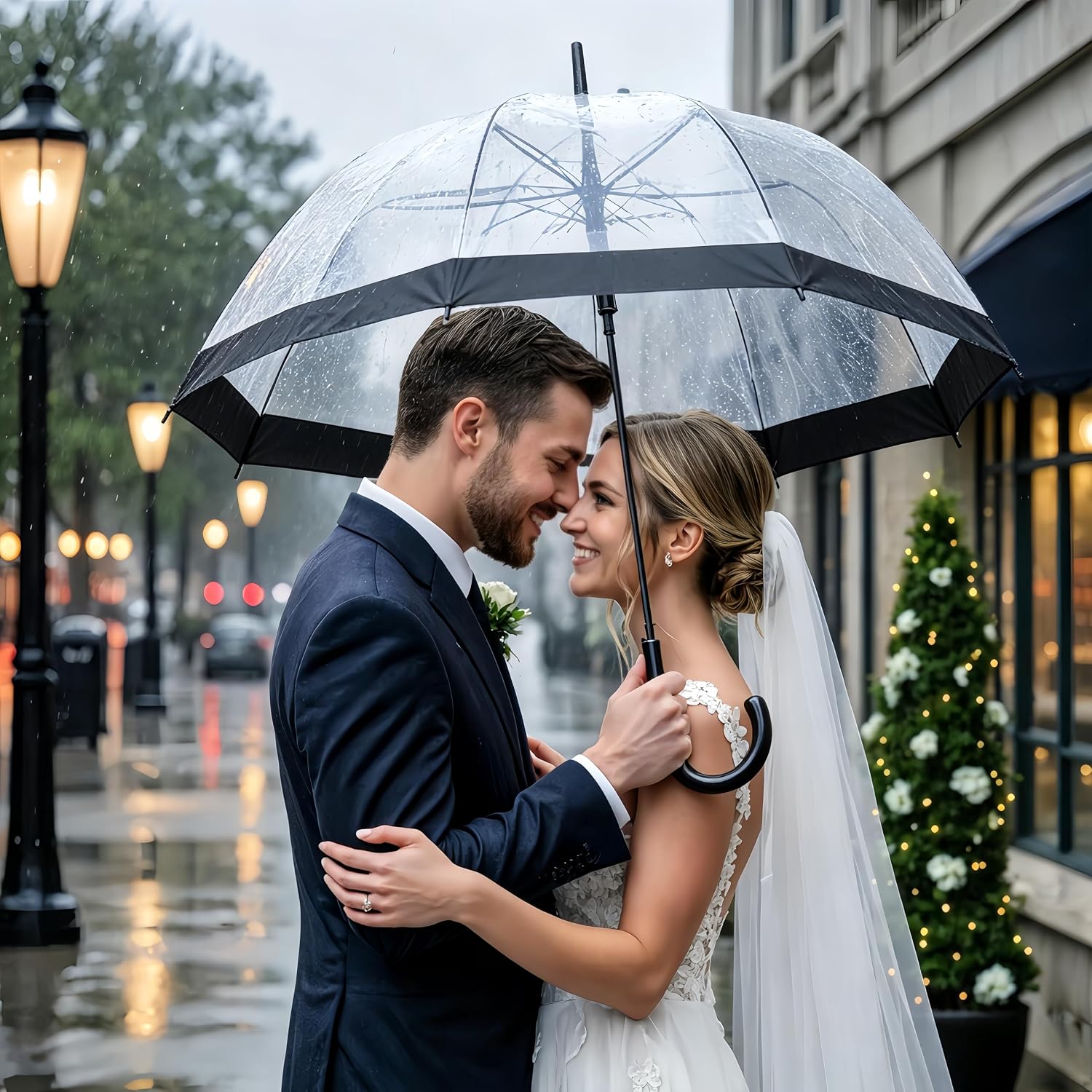 Thumbnail 1 de Clear Bubble Umbrella with Auto Open - Large 48" Transparent Dome for Weddings & Outdoor Events