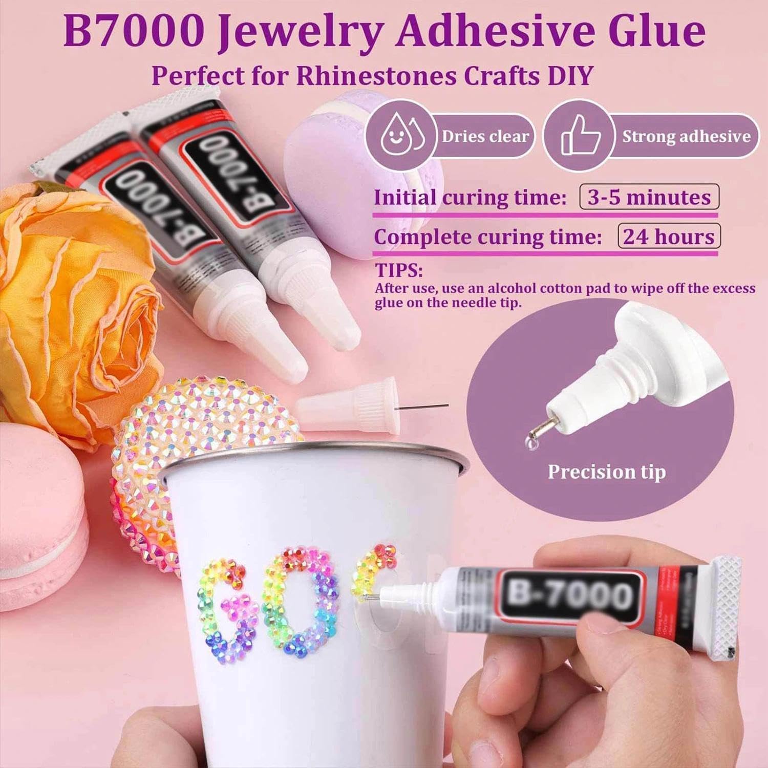Detalle de 24 Colours Bedazzling Rhinestone Kit with Glues – 24,000 x 3mm Nail Gems for Crafting