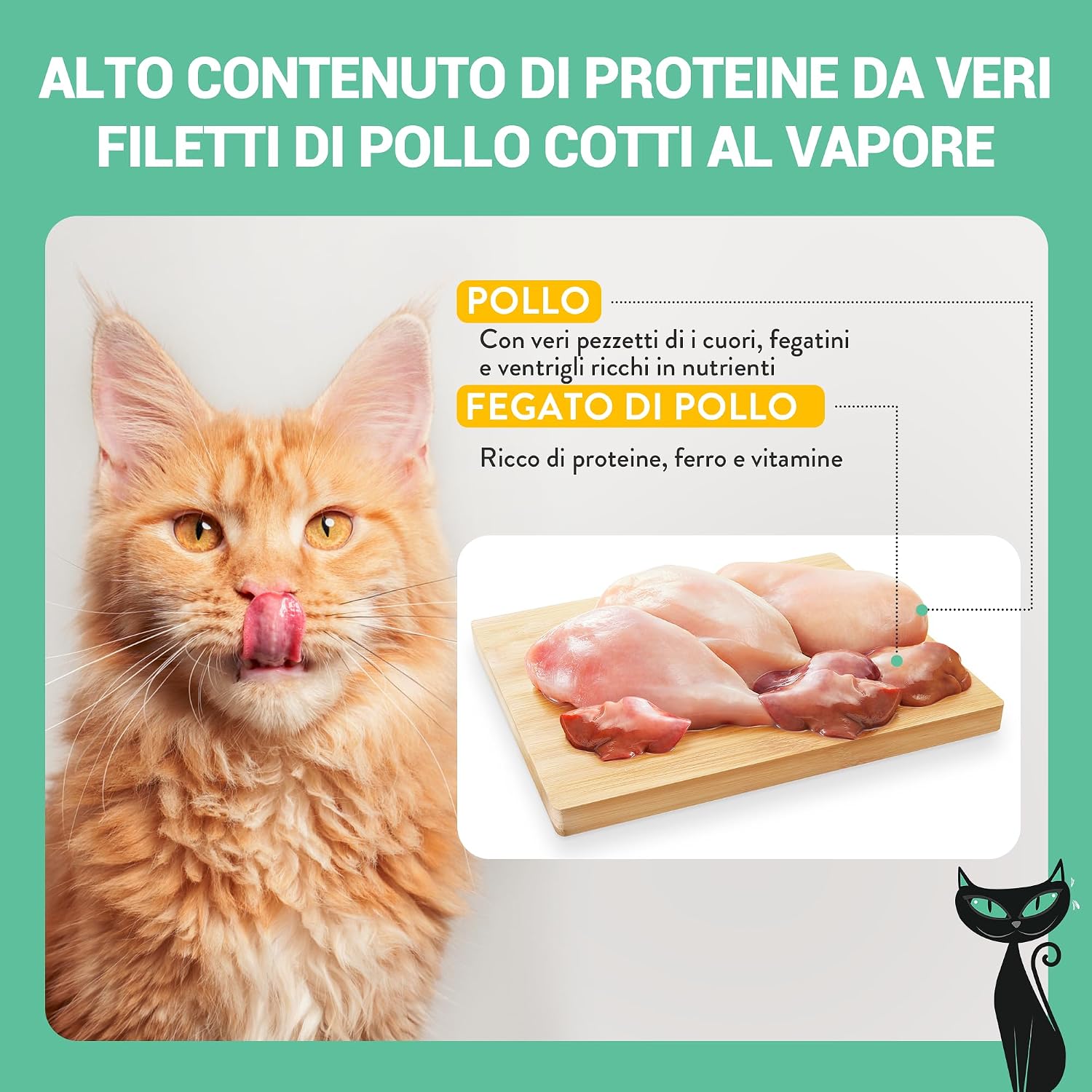 Detalle de Schesir After Dark Filetti di Pollo in Brodo 12x80 g – alimento umido grain free per gatti adulti