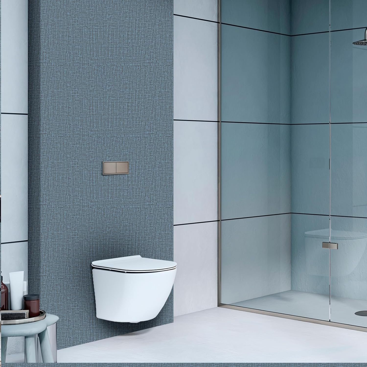Detalle 2 de WADILE QZ-XDW-02-ZL-10M Grasscloth Peel-and-Stick Wallpaper, Navy Blue Vinyl