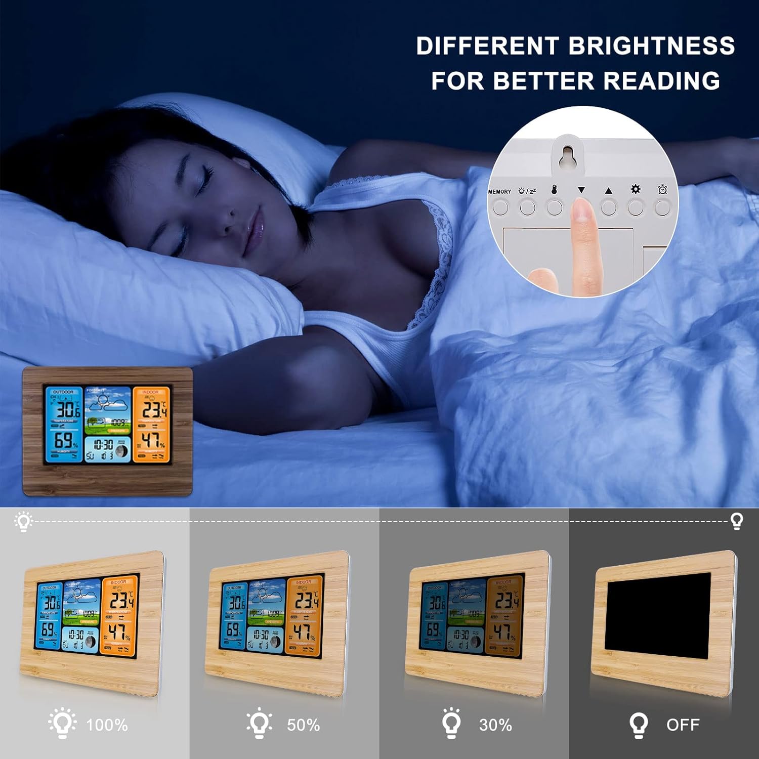 Thumbnail 5 de ONEVER Estación Meteorológica Digital Inalámbrica 🌡️ Barómetro y Alerta