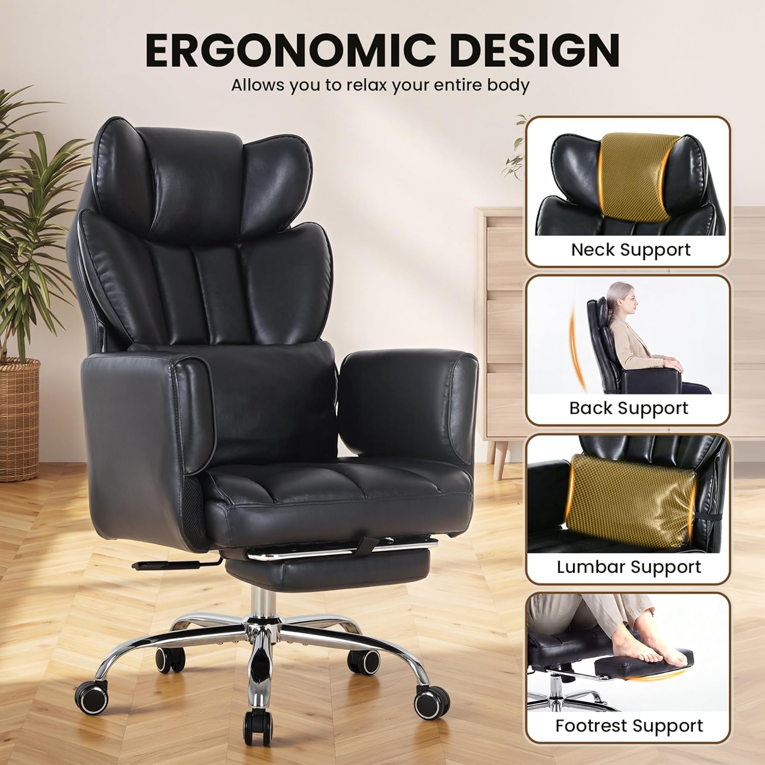 Thumbnail 5 de MALOL OCS32 Big and Tall Office Chair with Footrest, Flip Arms and Recline