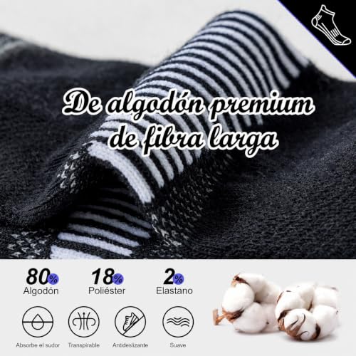 Detalle 2 de Niorasen Calcetines Deportivos Hombre, 6 Pares – Cortos y Acolchados