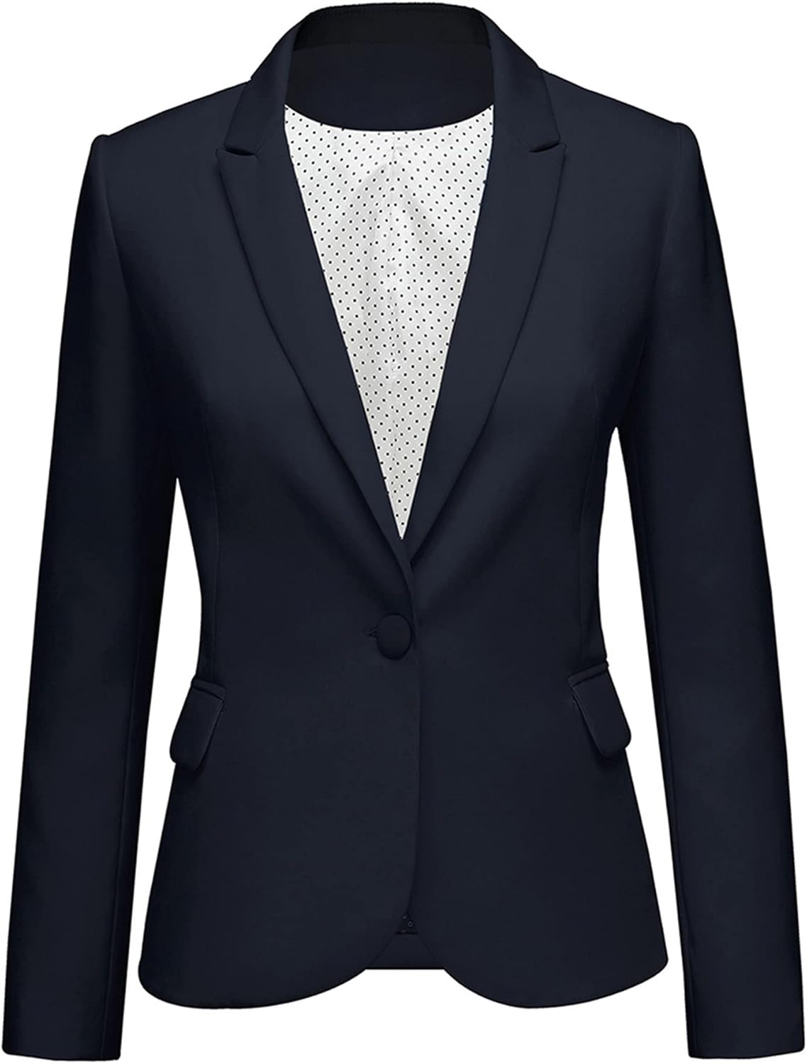 LookbookStore Women’s Notched Lapel Pockets Button Work Blazer Jacket Suit