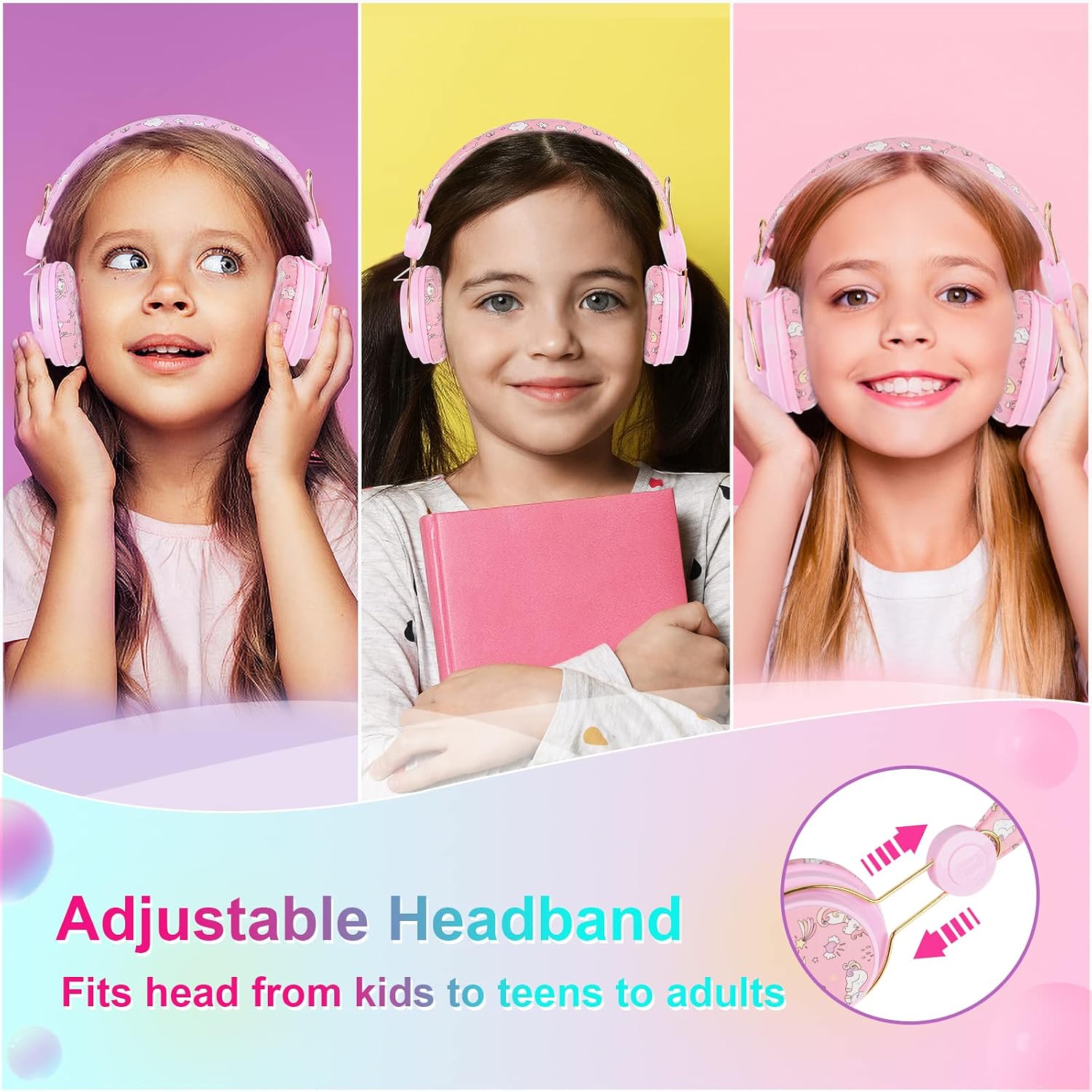 Detalle 2 de JYPS Kids Headphones unicorn design