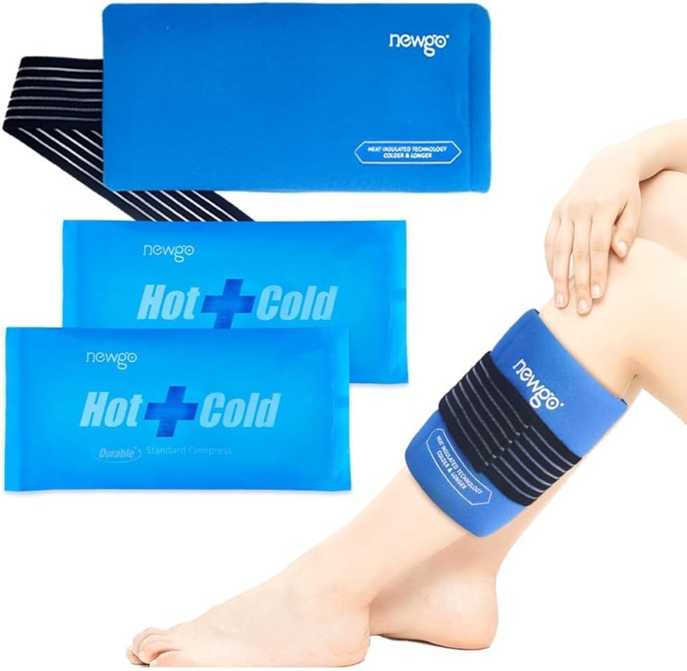 Detalle de NEWGO Wiederverwendbare Kühlpads mit Bezug (2 Stück) – Gel-Kühlakku für Kalt- & Warmkompressen, 27,5 x 13,5 cm