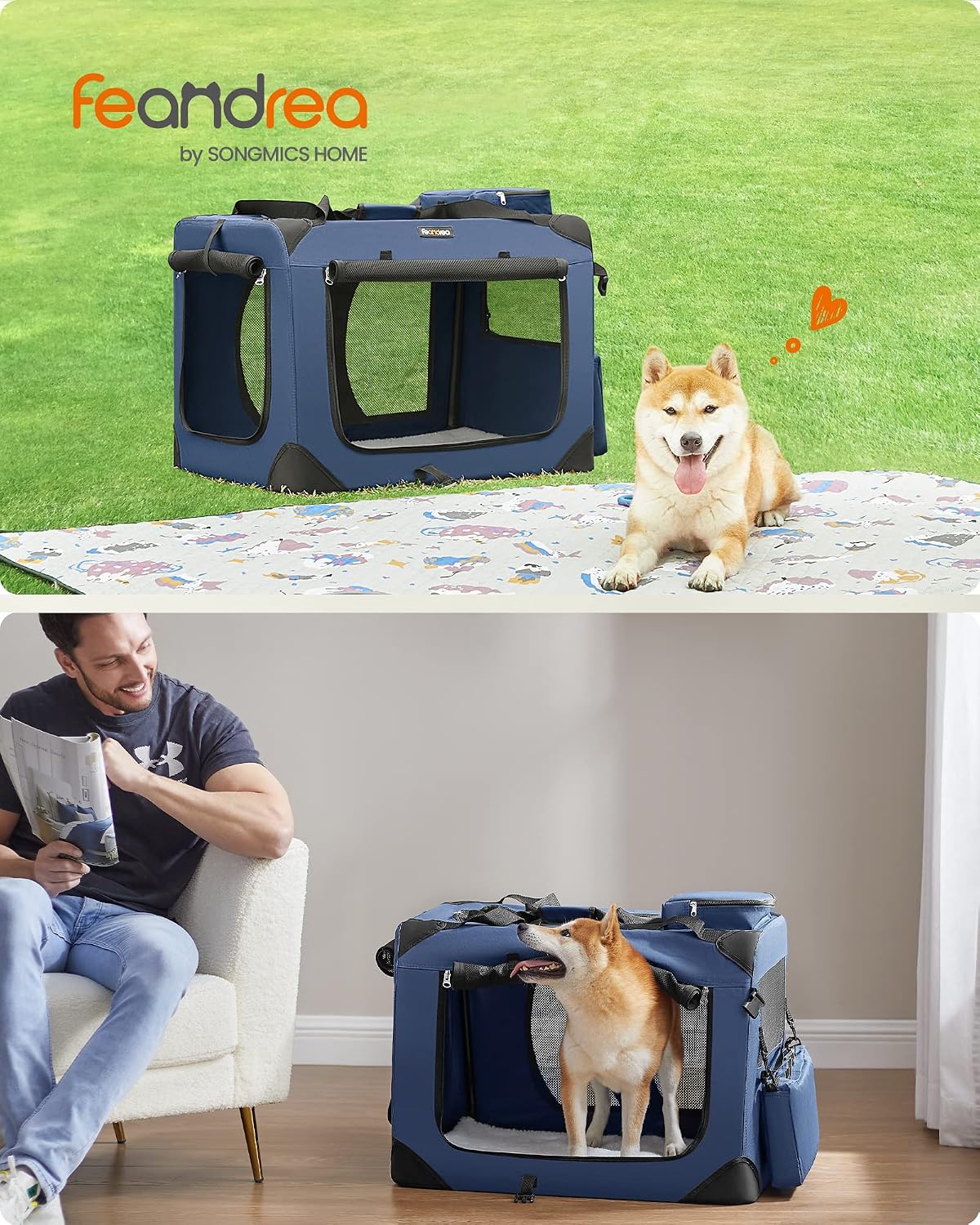 Detalle de Feandrea Foldable Pet Carrier Bag (PDC70Z) – Soft-sided portable cat dog travel carrier with breathable mesh