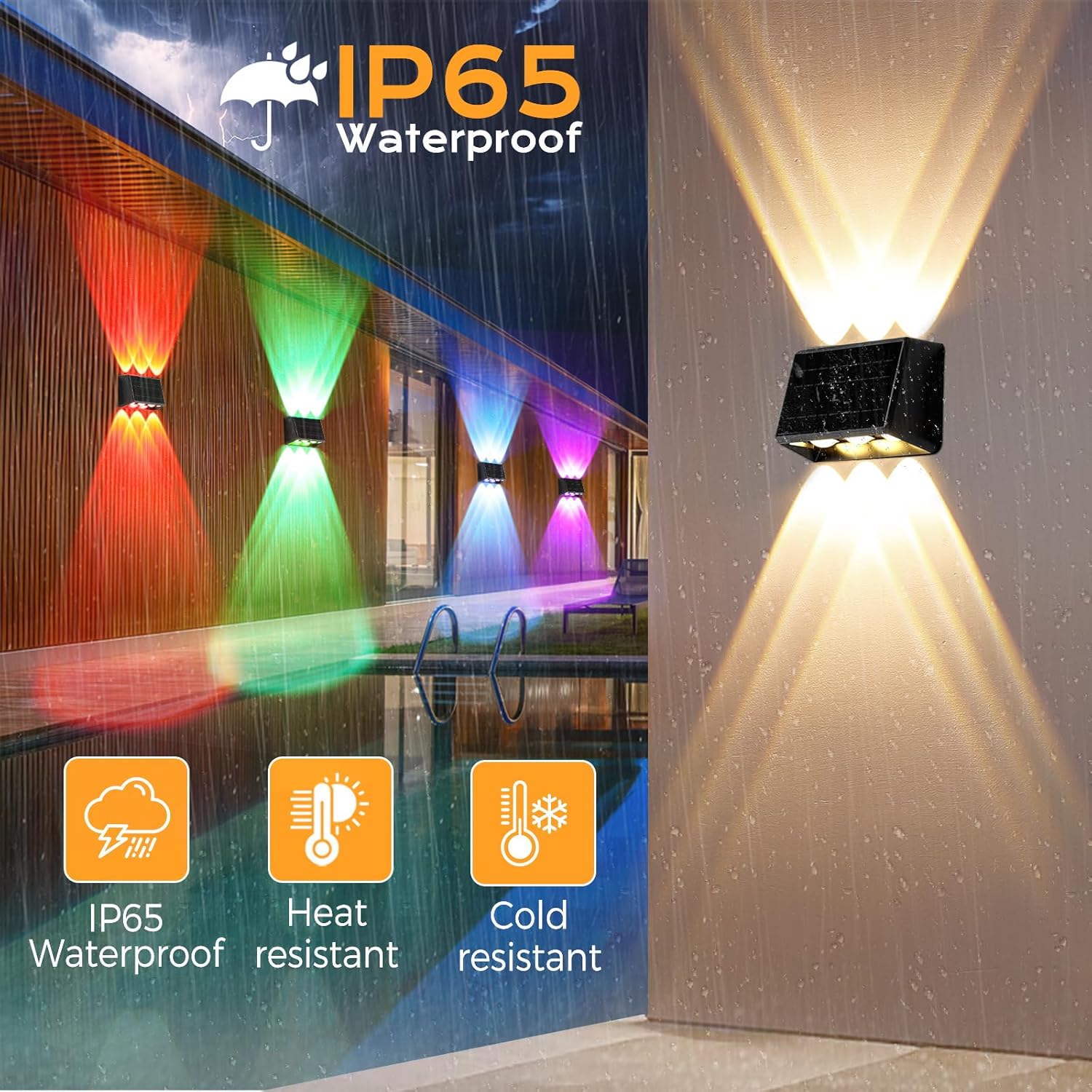 Thumbnail 5 de Quntis Applique da Esterno Solare 6 LED – 13 modalità, IP65, doppia luce, 17x10x6 cm