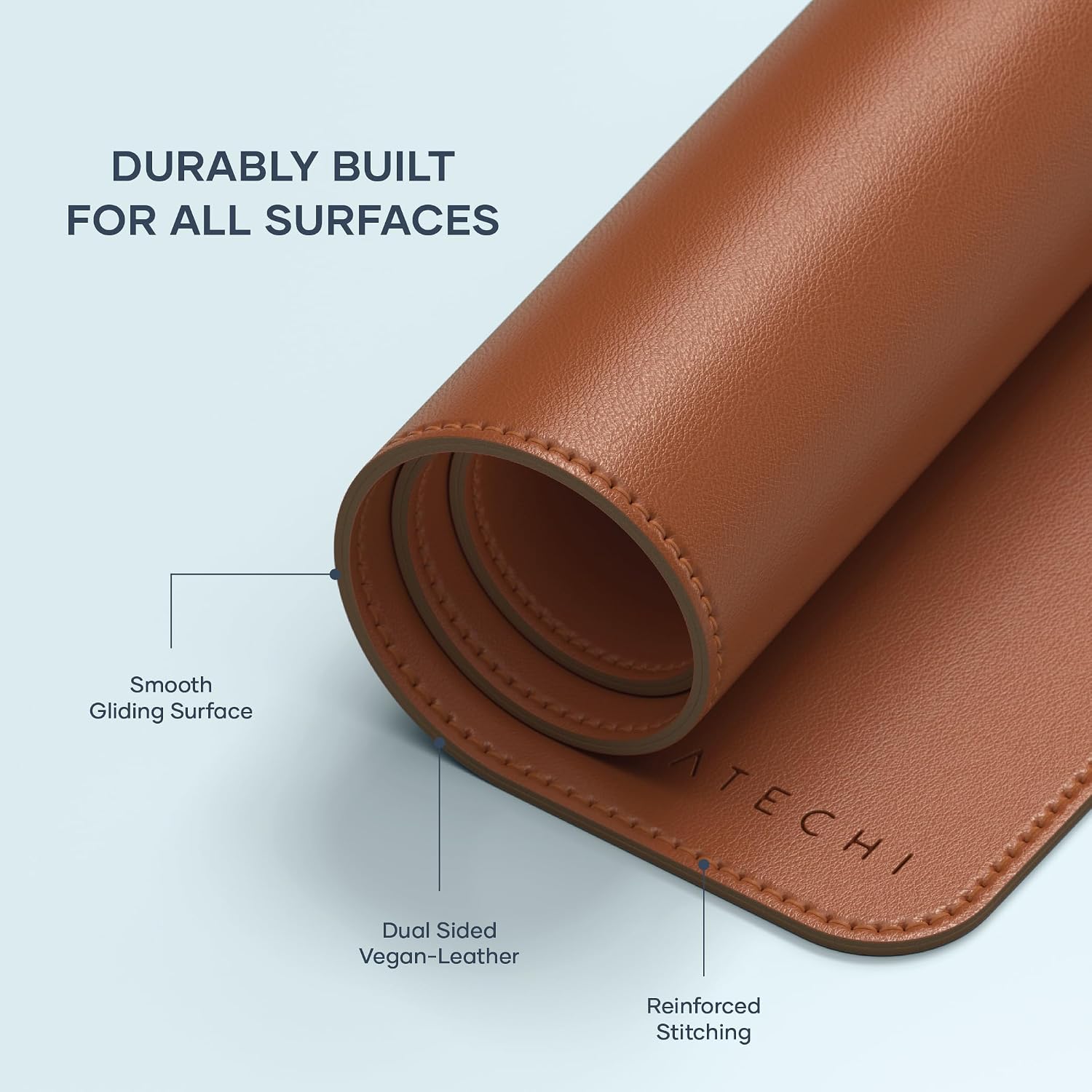 Detalle de SATECHI Tappetino Mouse XXL 68 x 32 cm – Tappetino Scrivania Grande in PU, Marrone