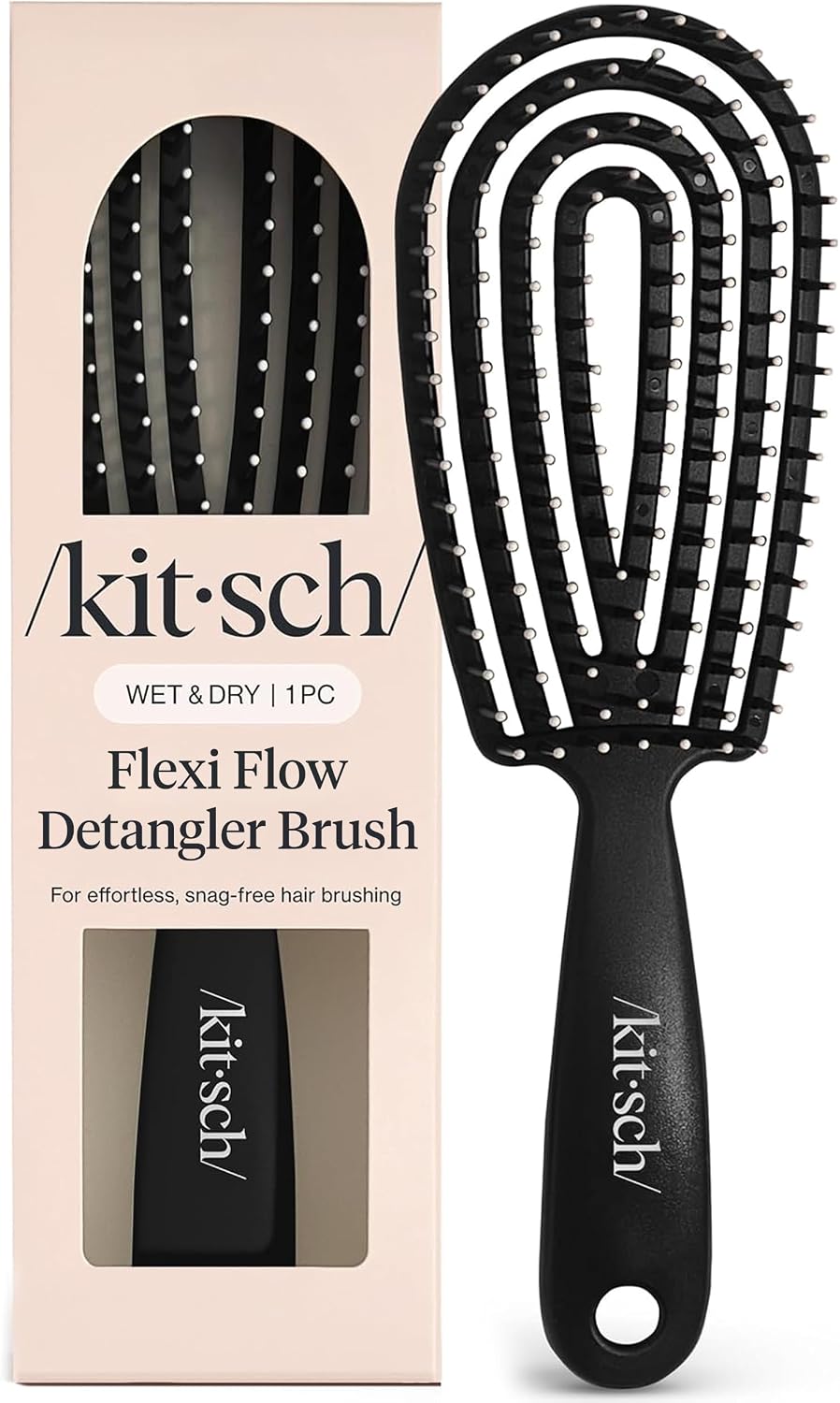 Kitsch Flexi Detangle Hair Brush, Black, Flexible Silicone Brush