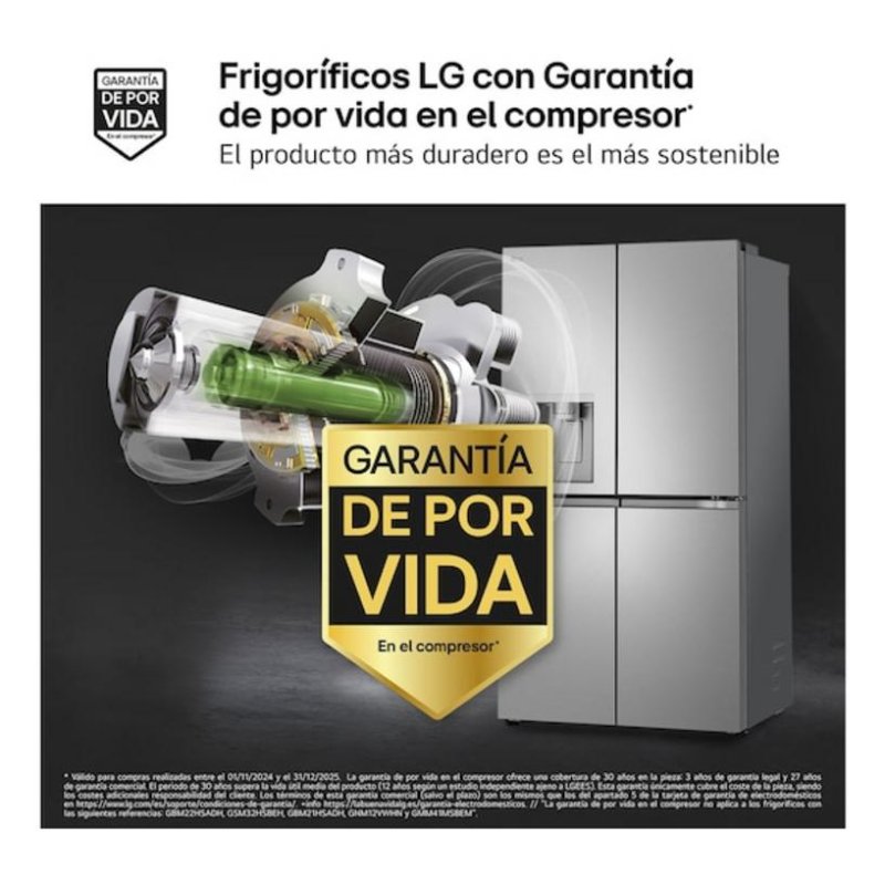 Detalle de Frigorífico Americano LG GMF961PY3E: 645 L de capacidad y conectividad para cocinas modernas