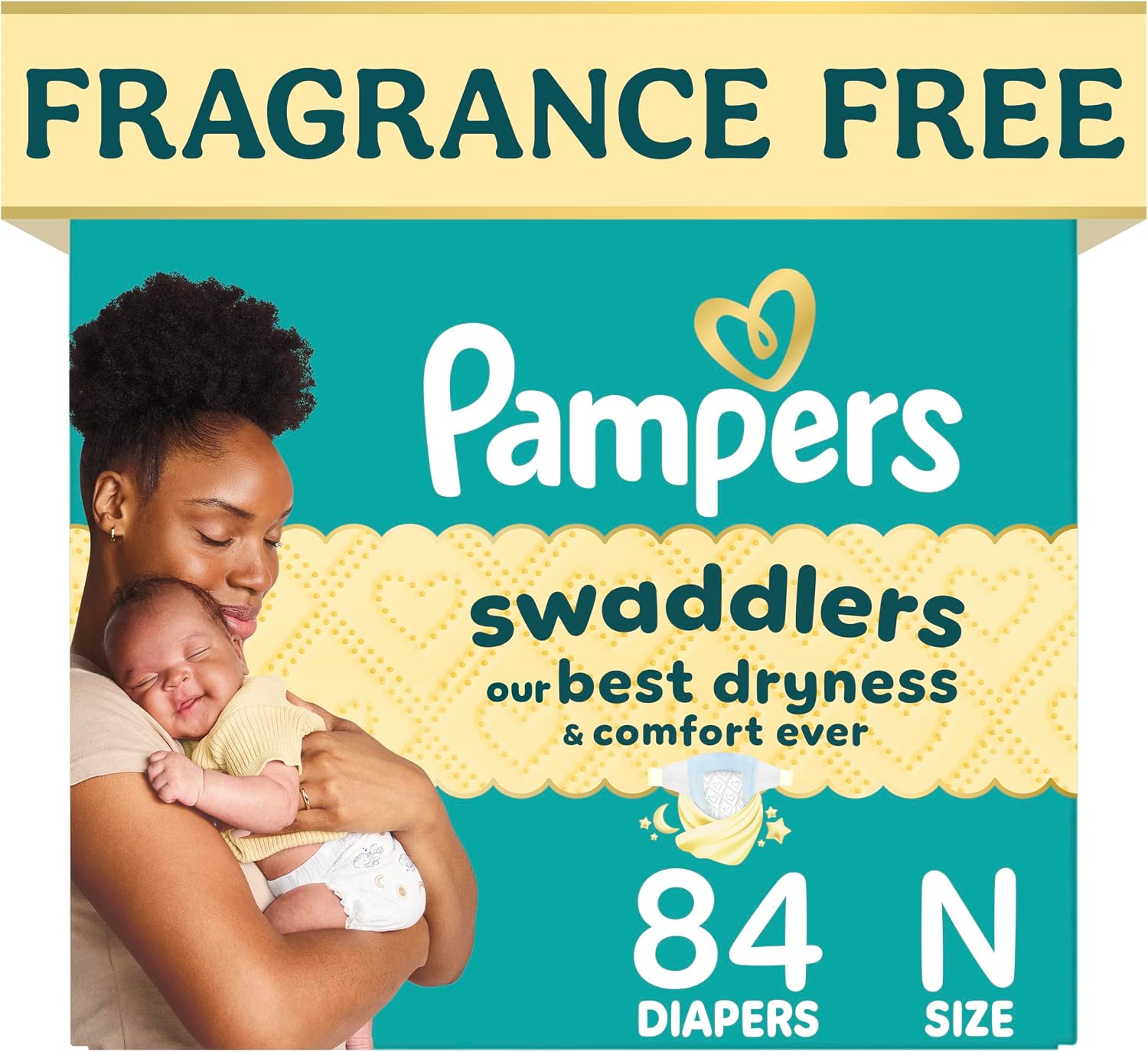 Pampers Swaddlers Newborn Diapers, Size Newborn (10 lbs), 84 Count — Fragrance Free, Hypoallergenic