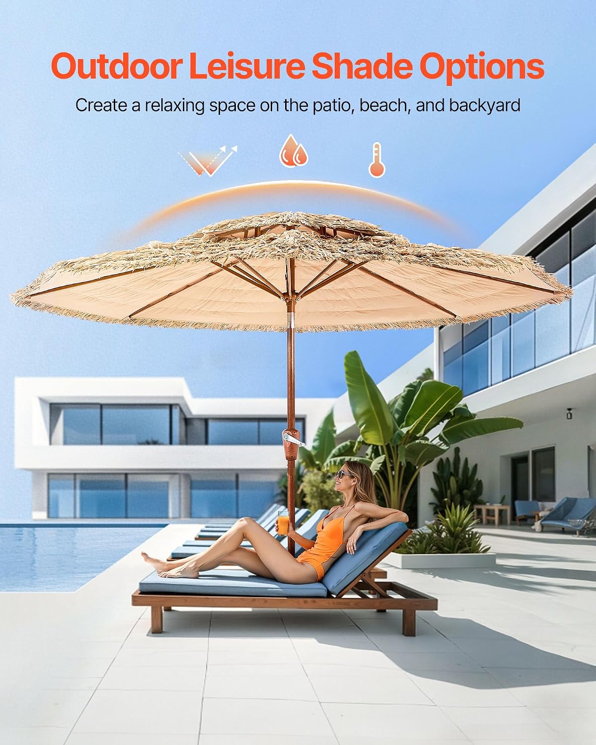 Detalle de VEVOR Tiki Patio Umbrella 9 ft Canopy