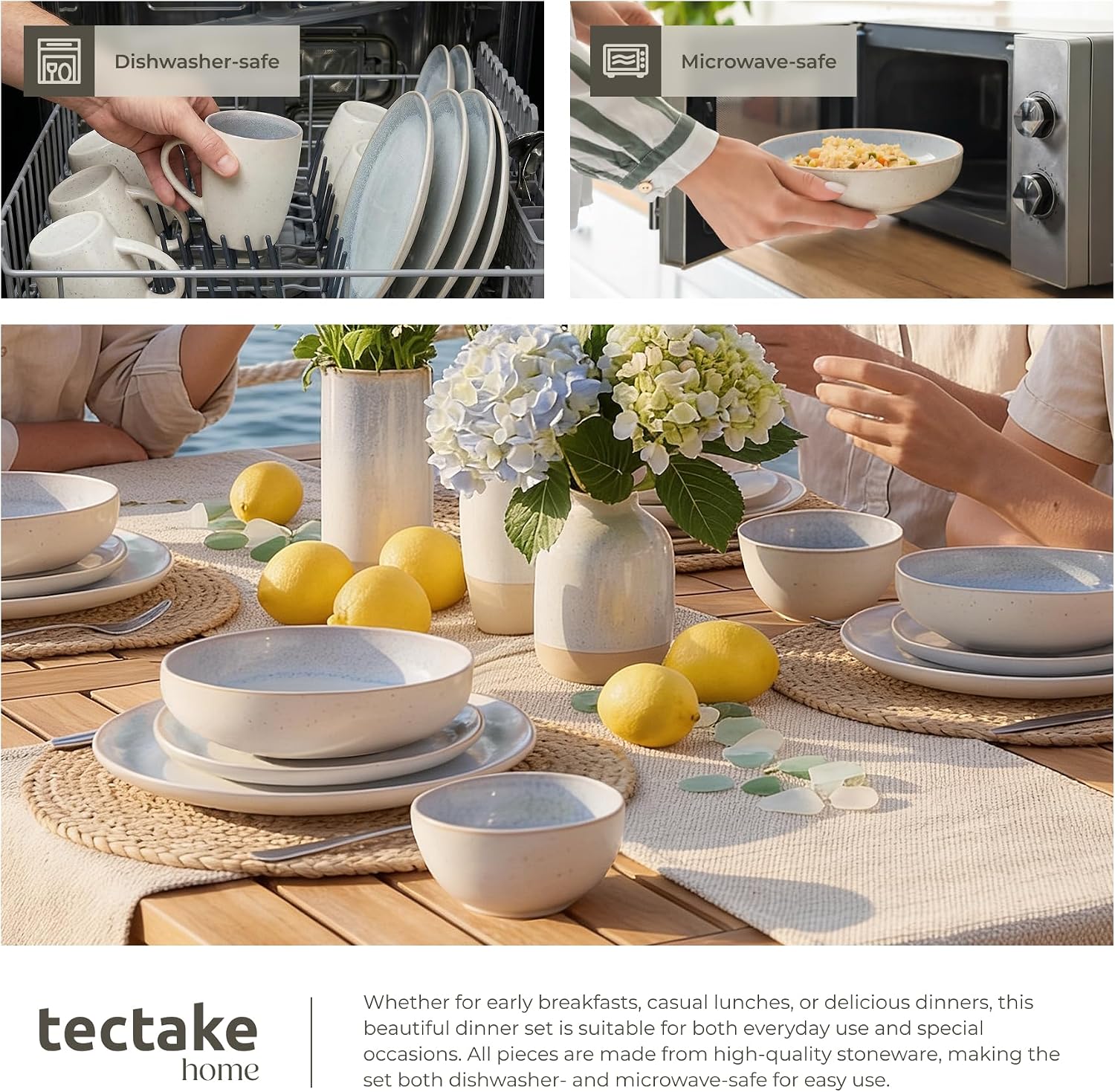 Thumbnail 6 de tectake Mare 406211 servisset i glaserat lergods, 24 delar för 6 personer