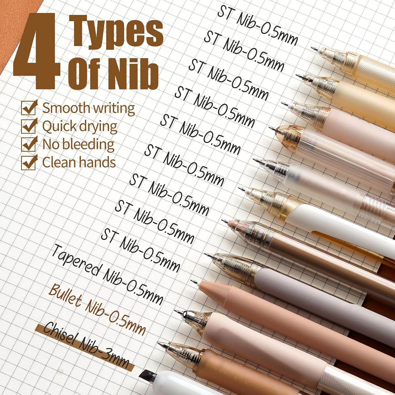 Thumbnail 3 de Four Candies Gel Pen Set – Moor Series (12 Pack, 0.5mm, Black & Brown Inks)