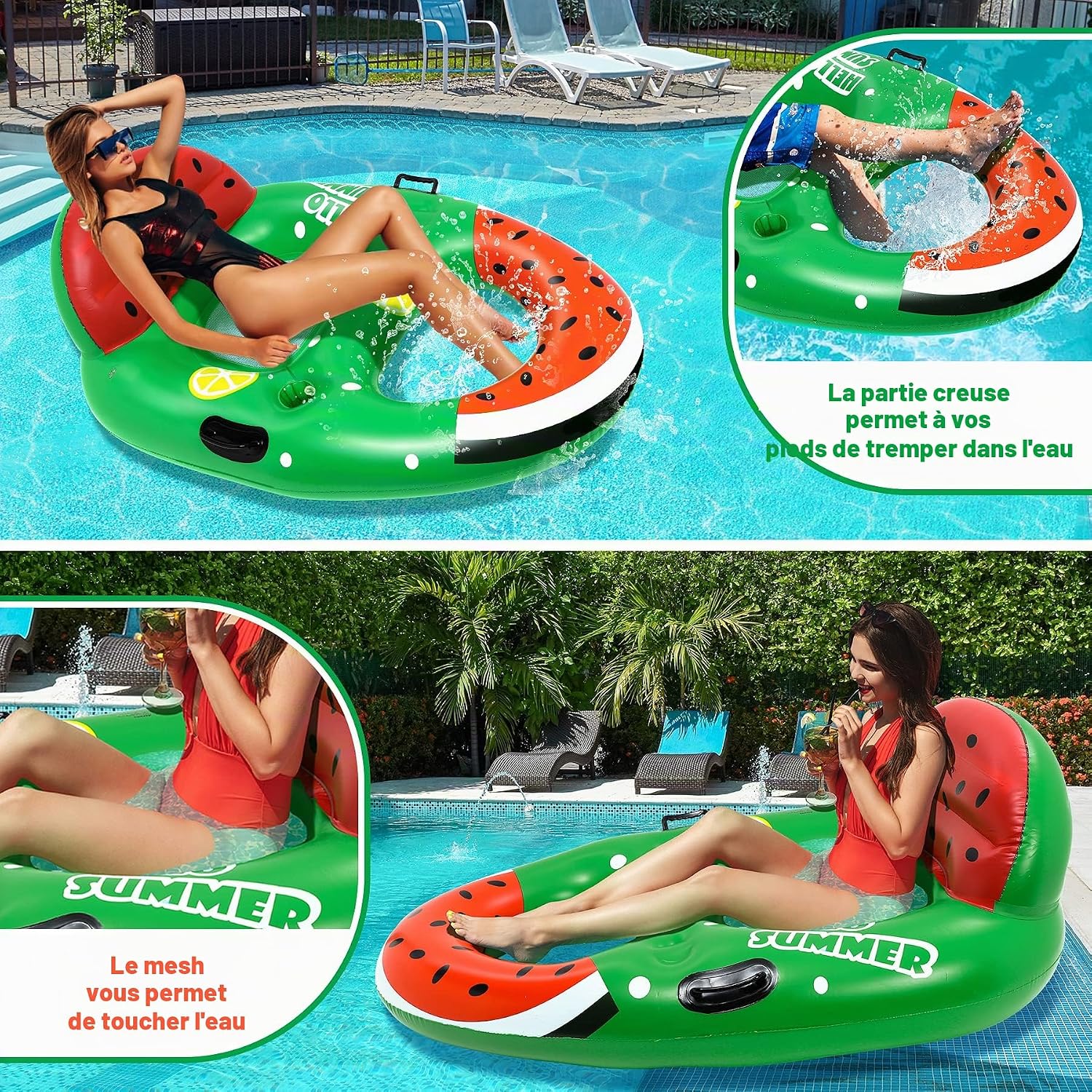 Detalle de Gontence Bouee Piscine: Matelas Gonflable Ergonomique avec Hamac et Repose-Pieds