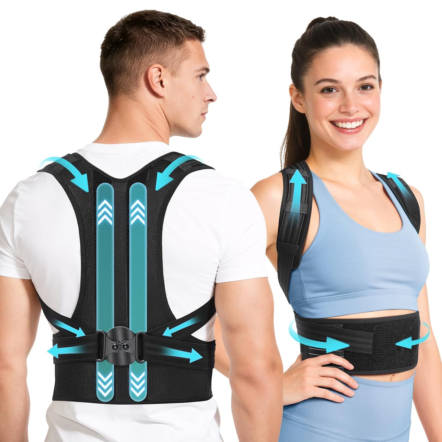 Detalle de babaka AP1 Posture Corrector, Medium Black Adjustable Back Brace