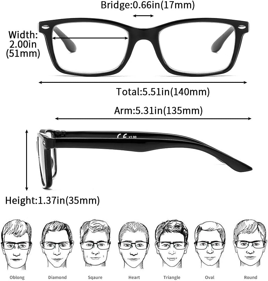 Detalle de Suertree Lesebrille mit Feder-Scharnier – 3er Pack (2.0X, BM151) für Damen & Herren