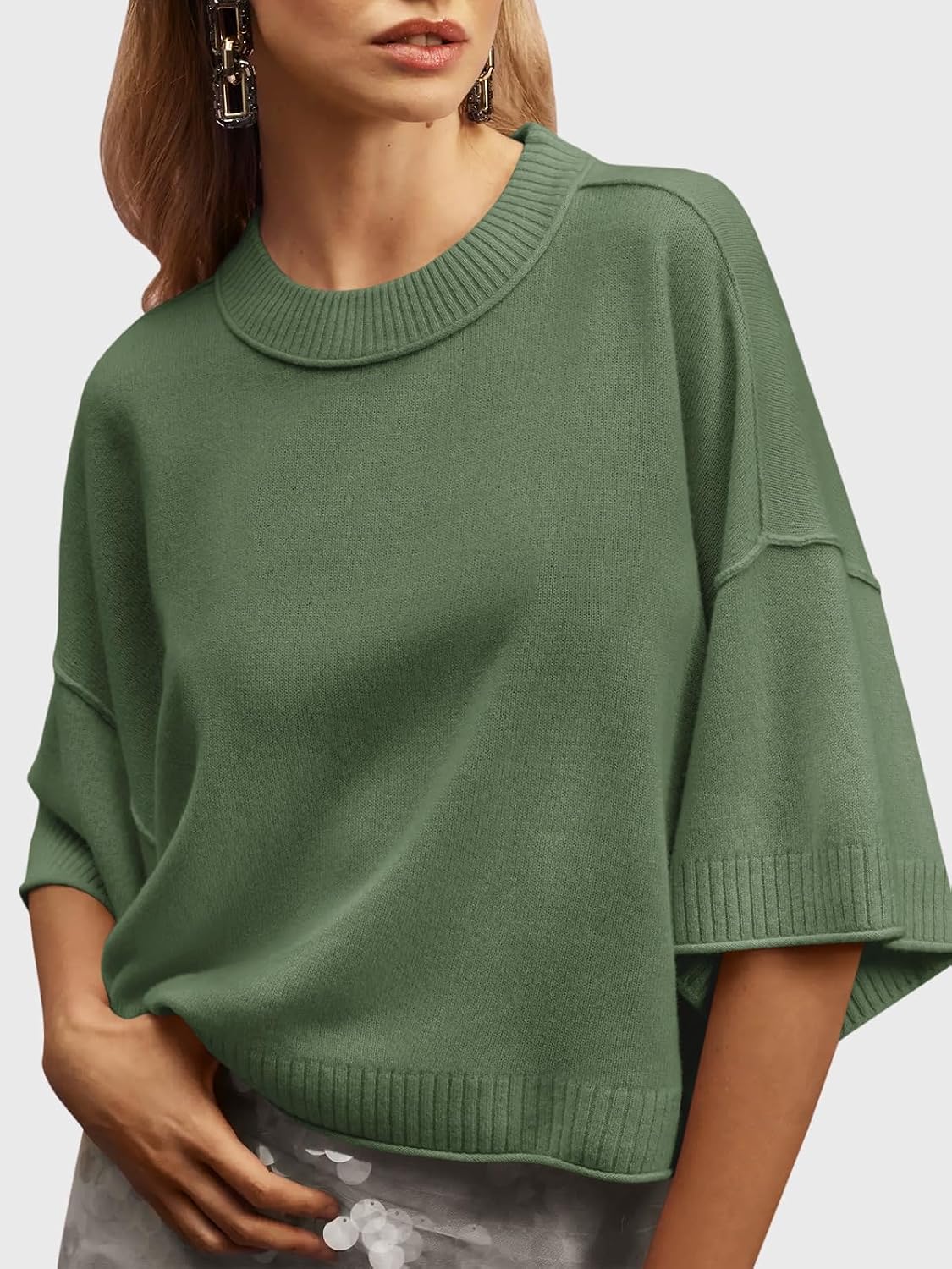 Detalle 2 de Saodimallsu Women's Cropped Short-Sleeve Sweater