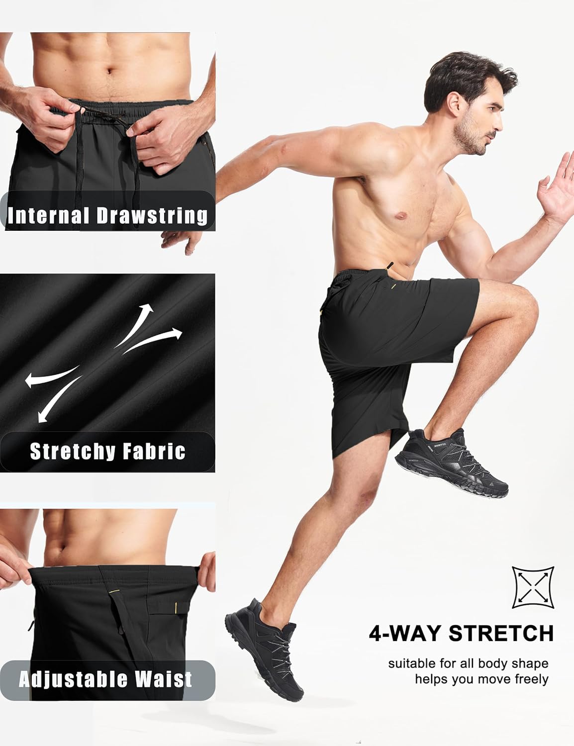 Thumbnail 4 de MAGCOMSEN men’s gym shorts with zip pockets (quick-dry, stretch) for running, hiking and workouts