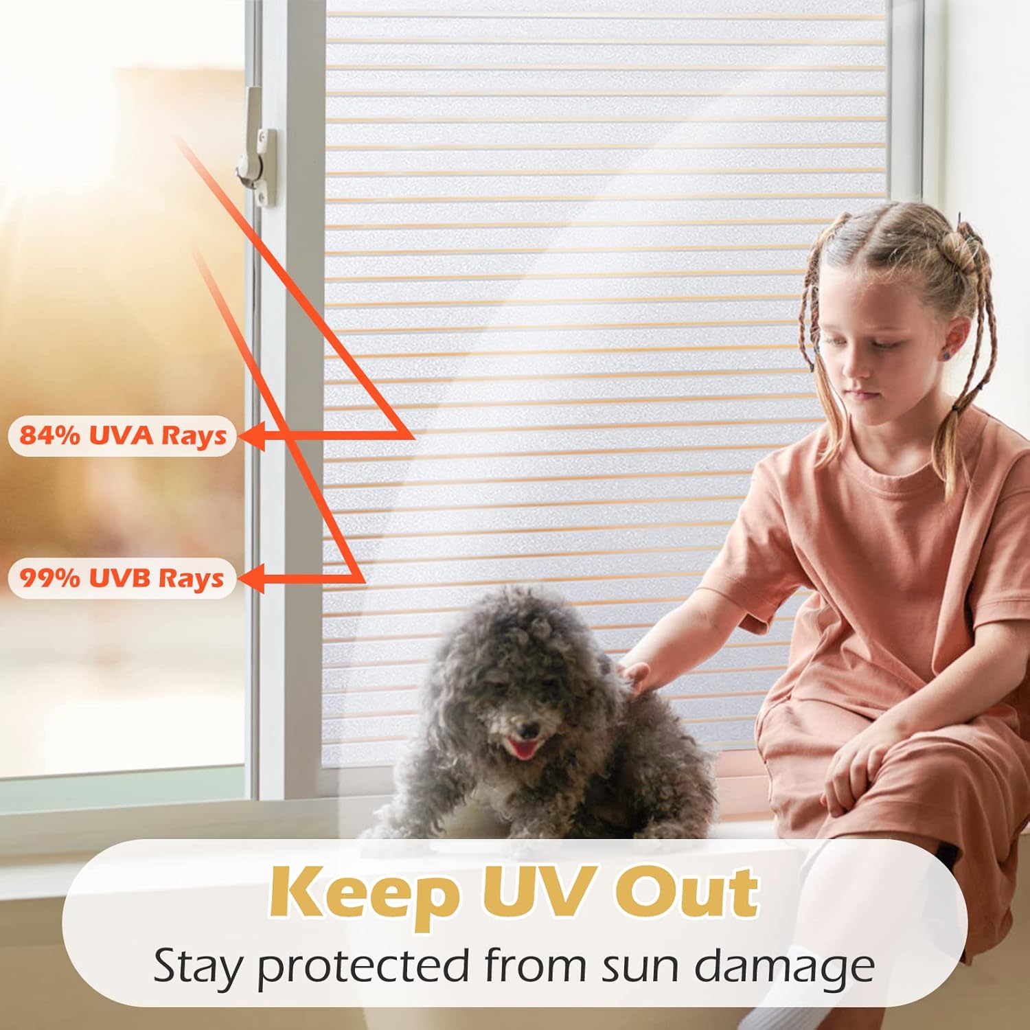 Thumbnail 5 de Rabbitgoo Window Film Privacy Film for Glass Windows (44.5 x 300 cm) – Frosted, No Glue, UV Protection