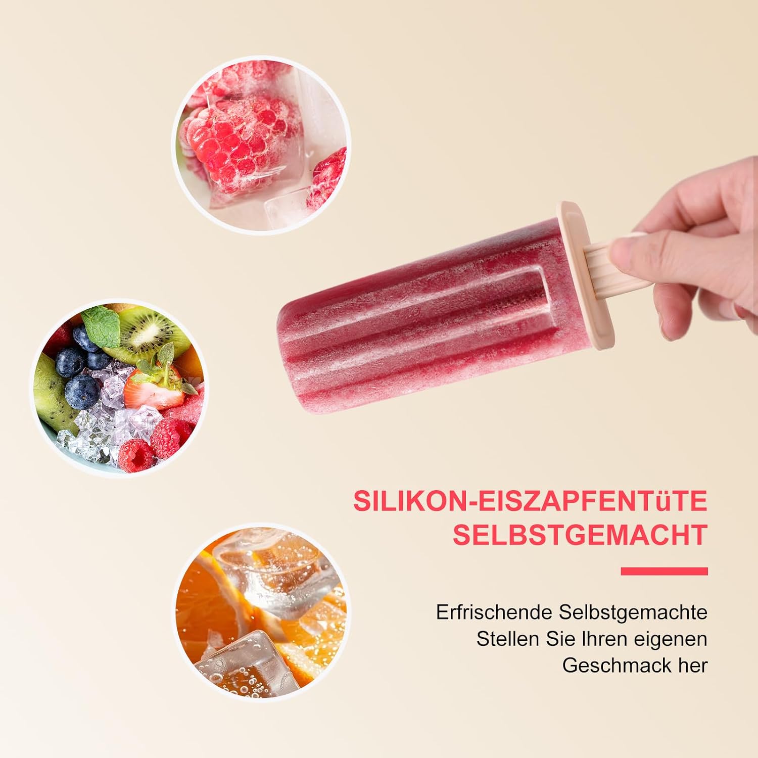 Thumbnail 5 de Tragbare Silikon-Eisformen mit 2 Tragegriffen – 6-Fächer Lolly-Set mit Deckel