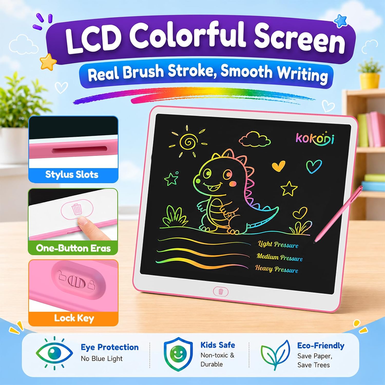 Thumbnail 1 de KOKODI 16 Inch LCD Drawing Tablet for Kids (Pink): A Large, Paperless Studio for Creative Learning