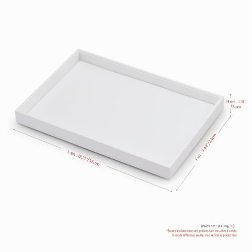 Detalle 2 de Papten Plateau À Bijoux en Cuir Empilable Blanc – rangements élégants pour homme et femme