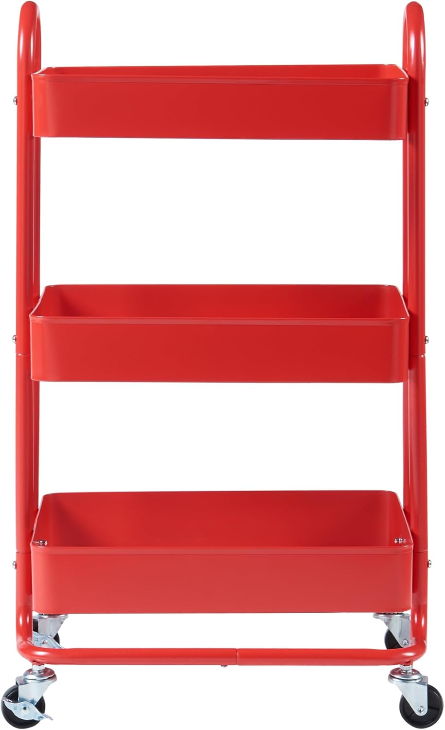 Thumbnail 4 de [en.casa] Carrello da stoccaggio in acciaio con 3 contenitori sovrapposti e ruote organizzatore multiuso, rosso