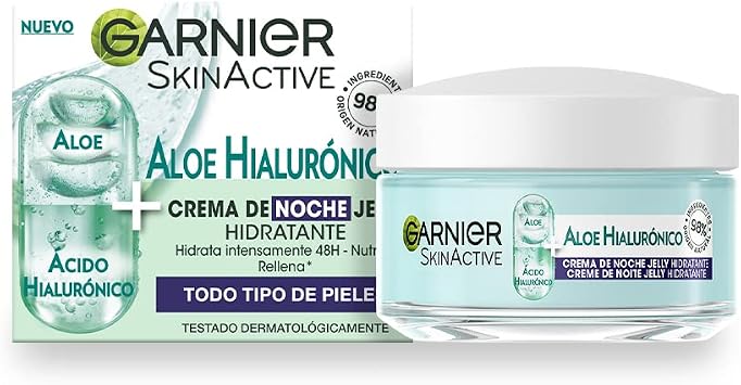 Detalle de Garnier SkinActive Crema de Noche Ácido Hialurónico & Aloe 🌙