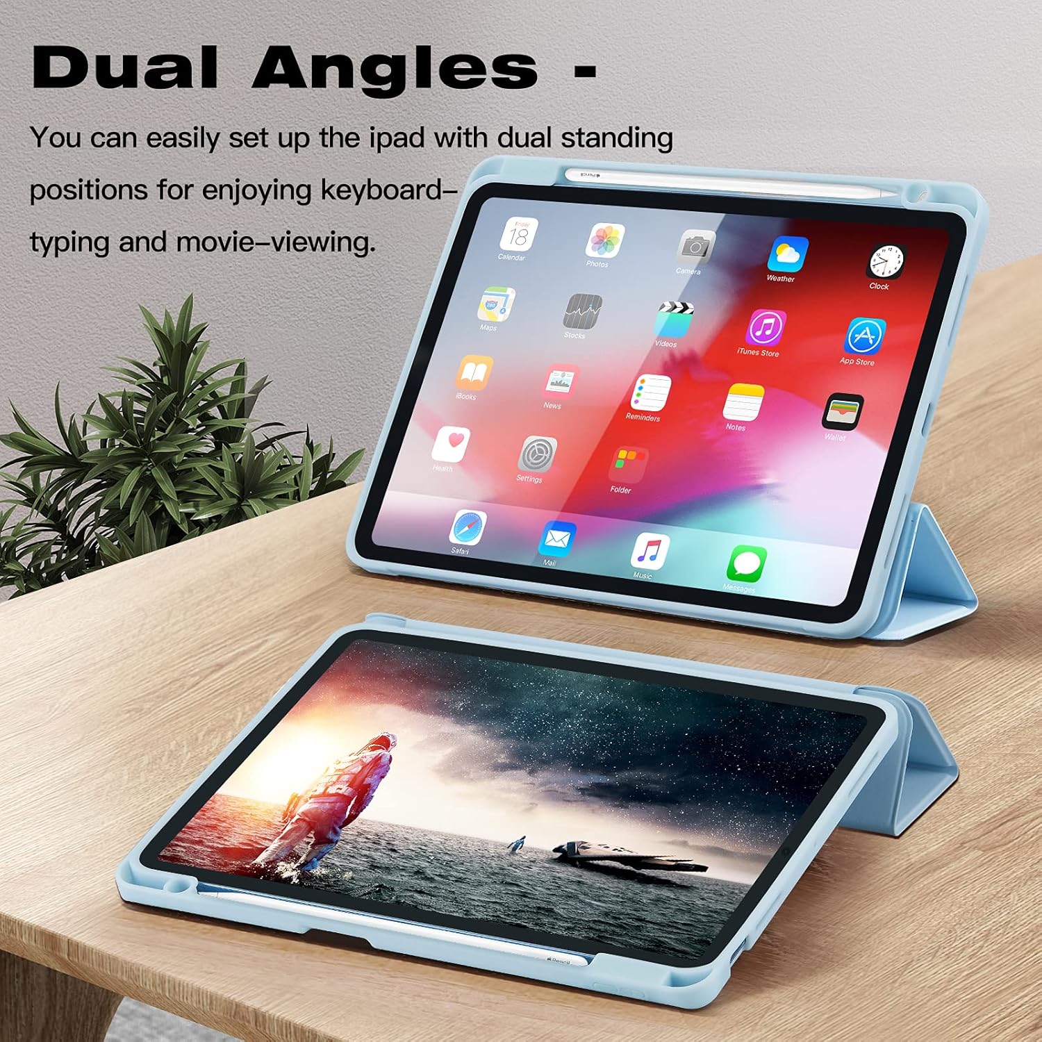 Thumbnail 5 de Hülle für iPad Air 11 Zoll (M4 2026 / M3 2025 / M2 2024 / Air 5/4) mit Stifthalter, Magnet-Trifold & iPencil-2 Laden – Hellblau