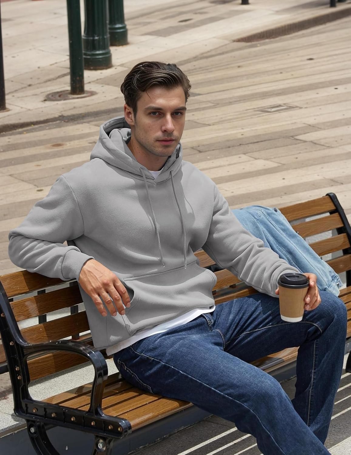 Detalle 2 de COOFANDY felpa uomo con cappuccio cotone