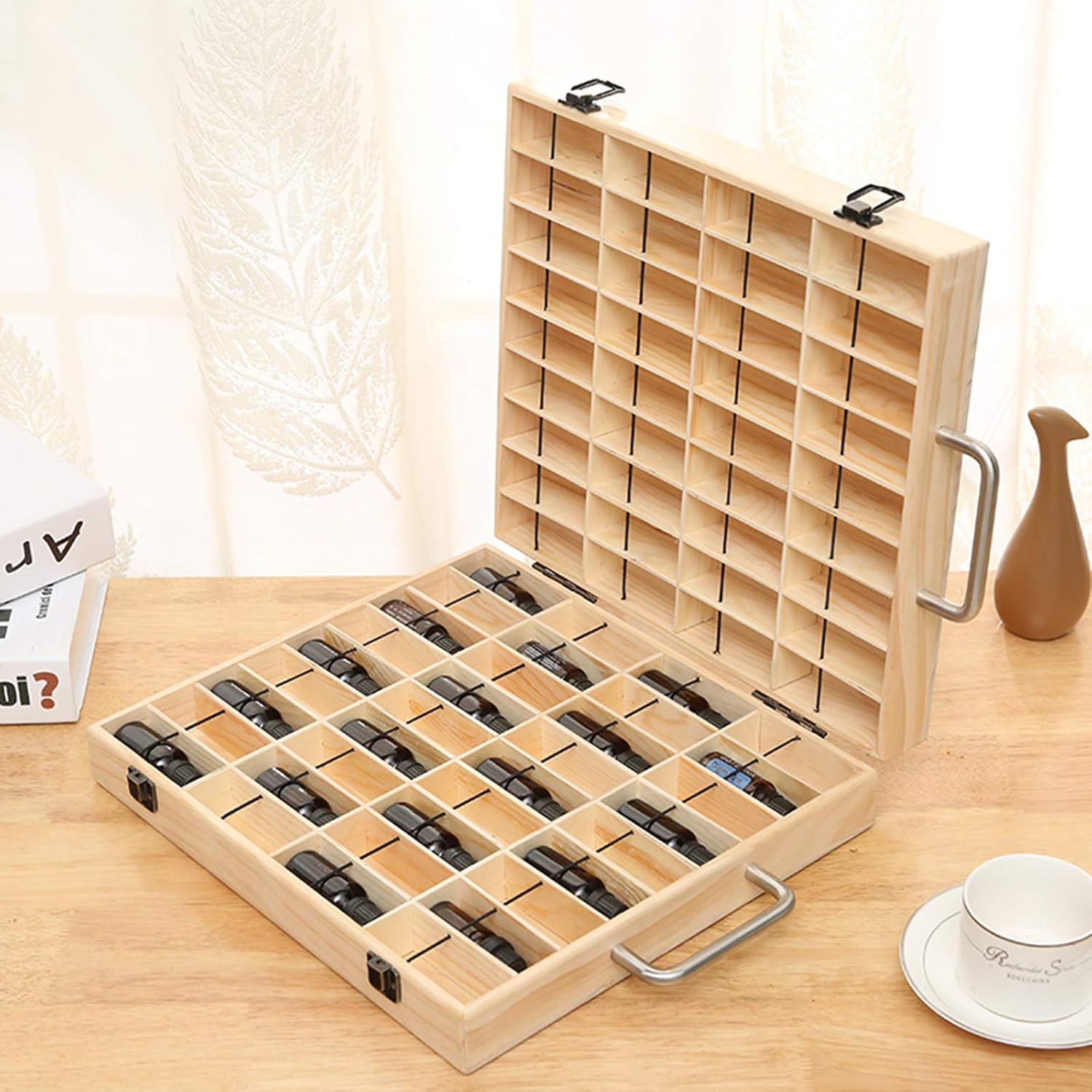 Thumbnail 6 de VolksRose Wooden Essential Oil Storage Box, 72 Slots