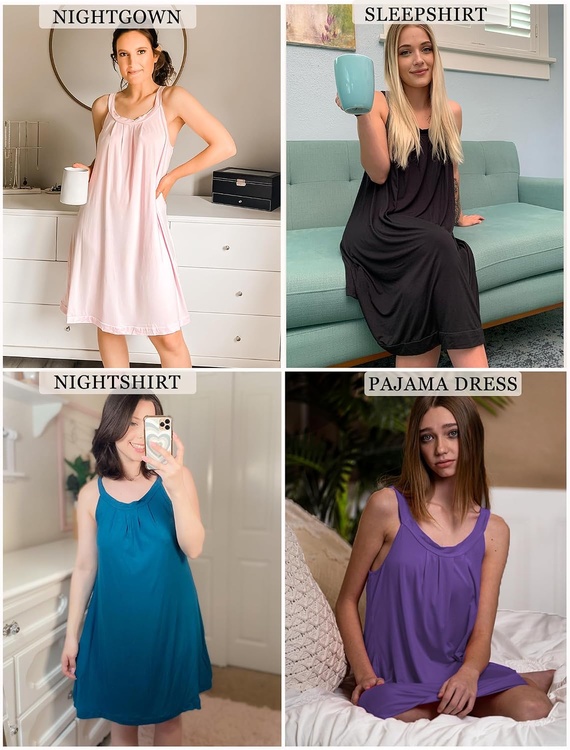 Detalle 2 de Ekouaer Women's Sleeveless Nightgown