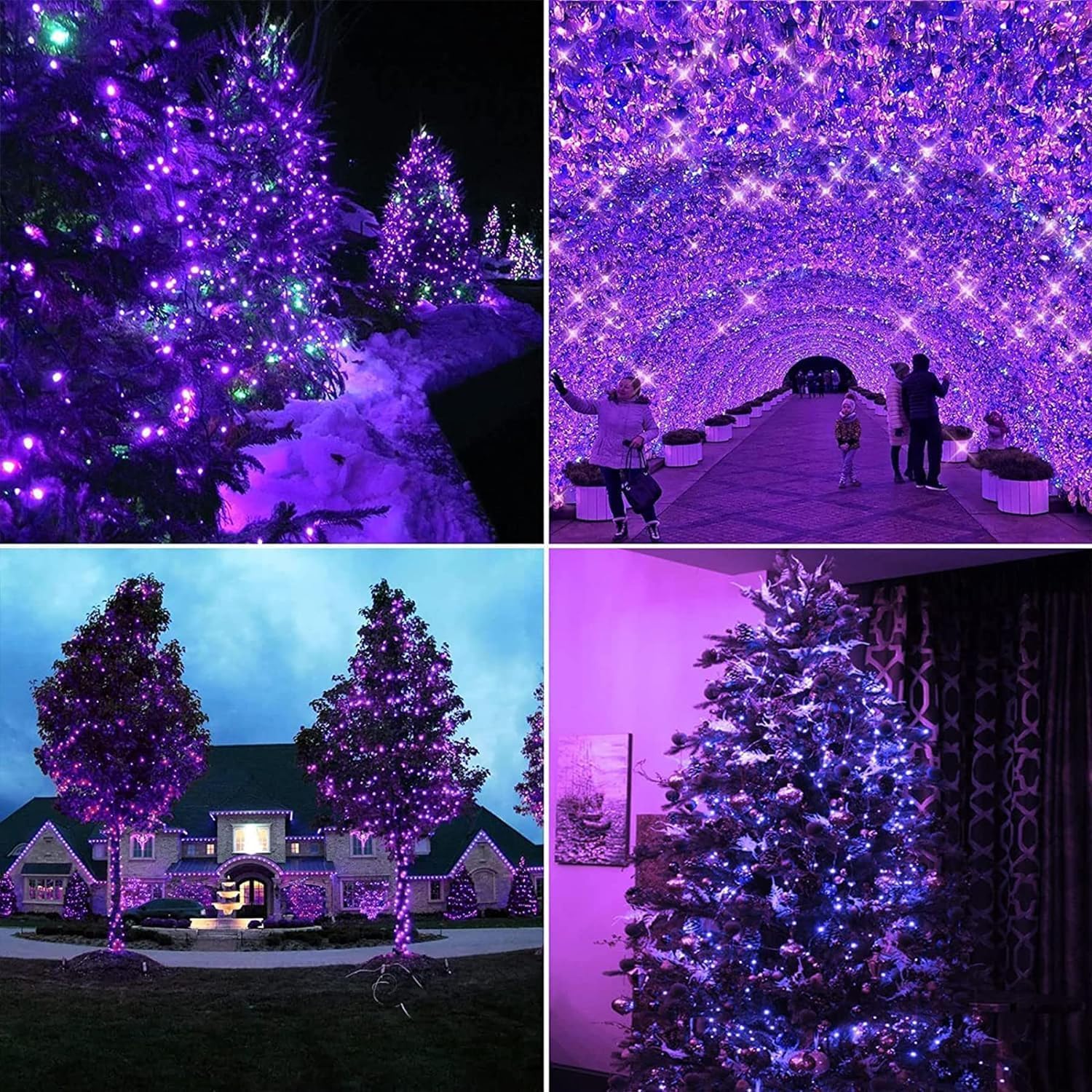 Thumbnail 5 de Lezonic Solar String Lights Outdoor – 12M/40Ft, 120LED Copper Wire Lights with 8 Modes (Purple) for Indoor/Outdoor Decoration