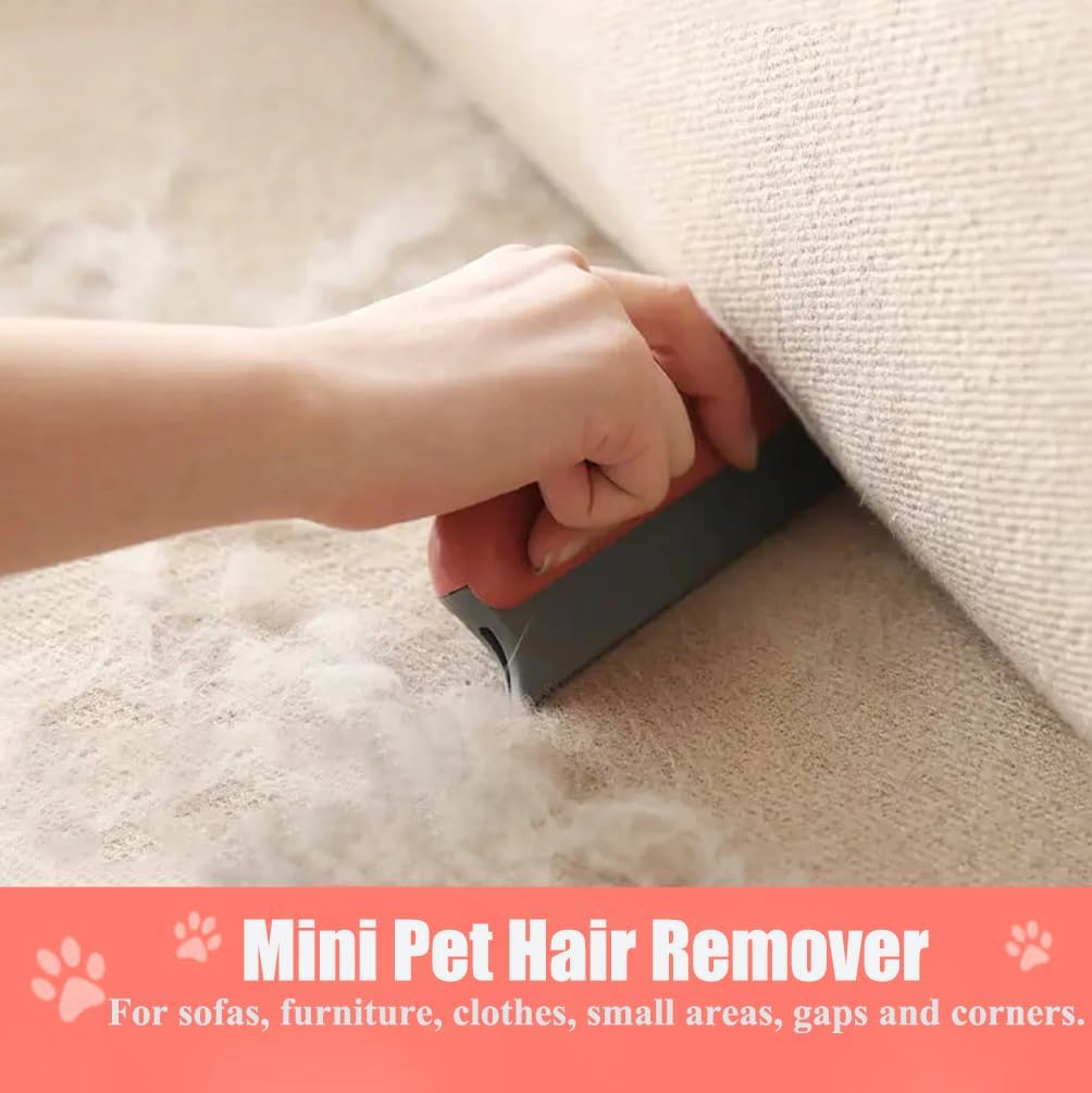 Detalle de Upgrated carpet rake for pet hair removal with long handle (with mini scraper) — 2-in-1 rug and stair brush