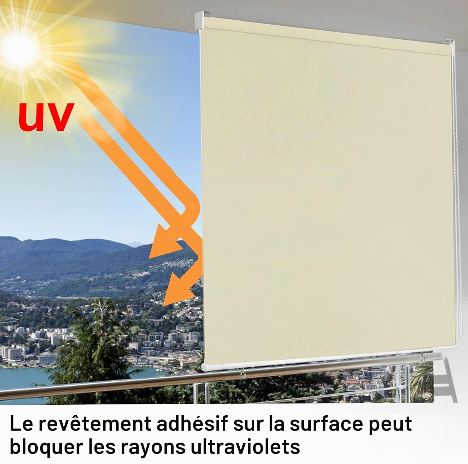Detalle de UISEBRT 962e4cc6-051e-4fa4-a0e1-60723dddc9e8 verticaal buitenrolgordijn 180 x 240 cm, beige