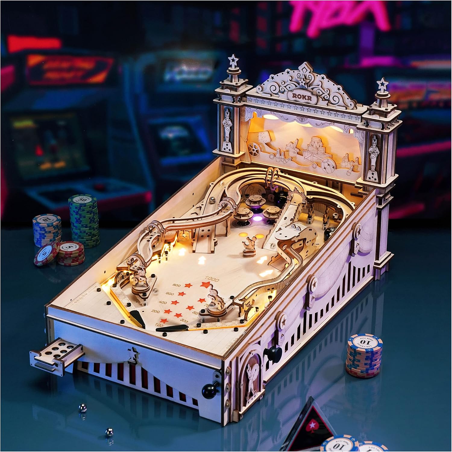 Detalle 2 de ROKR Miniature Pinball Machine 12H 🧩