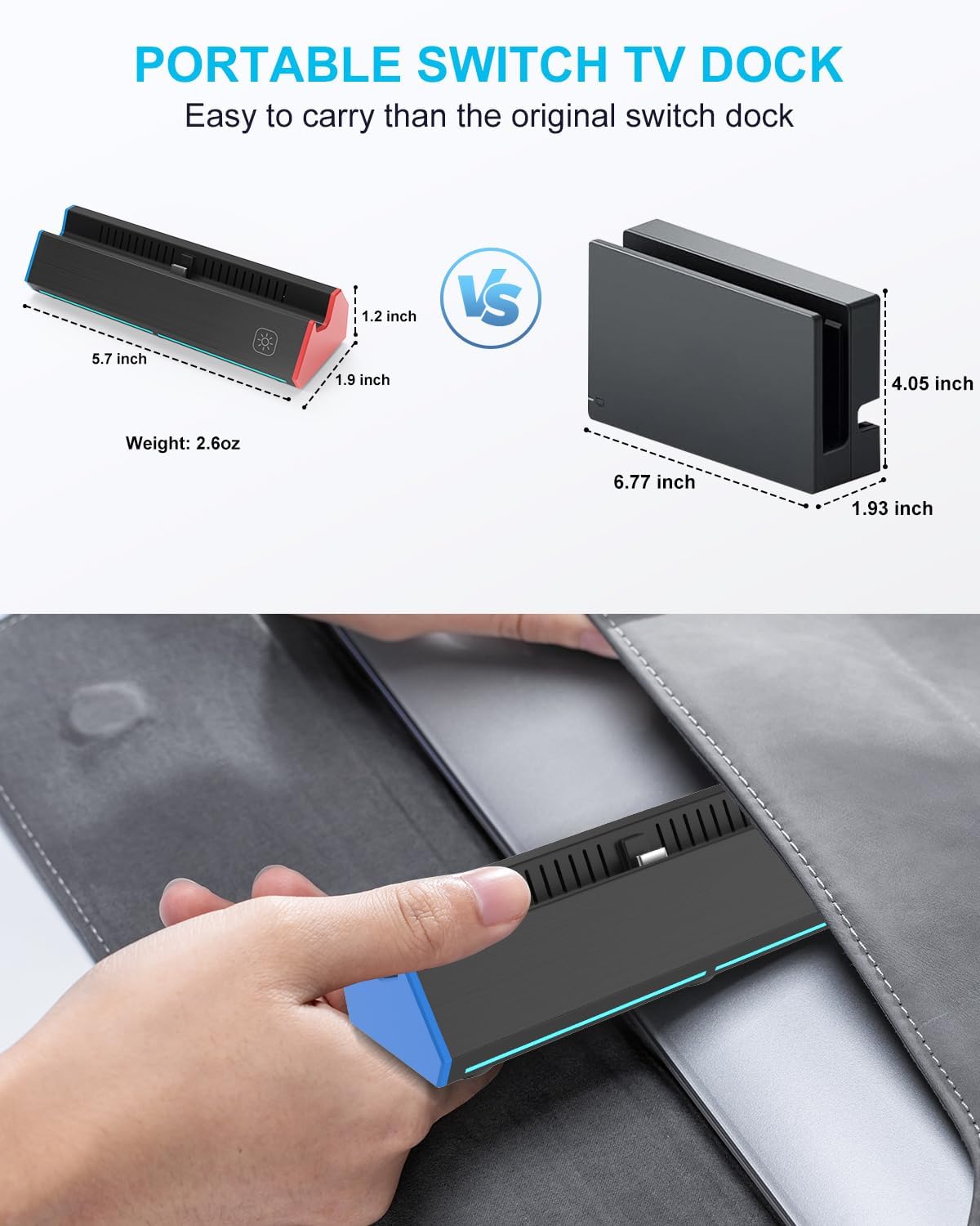 Detalle 2 de iPLYGAM Switch Dock for Nintendo Switch 1 & Switch OLED (Portable TV Dock, 4K HDMI + USB Ports)