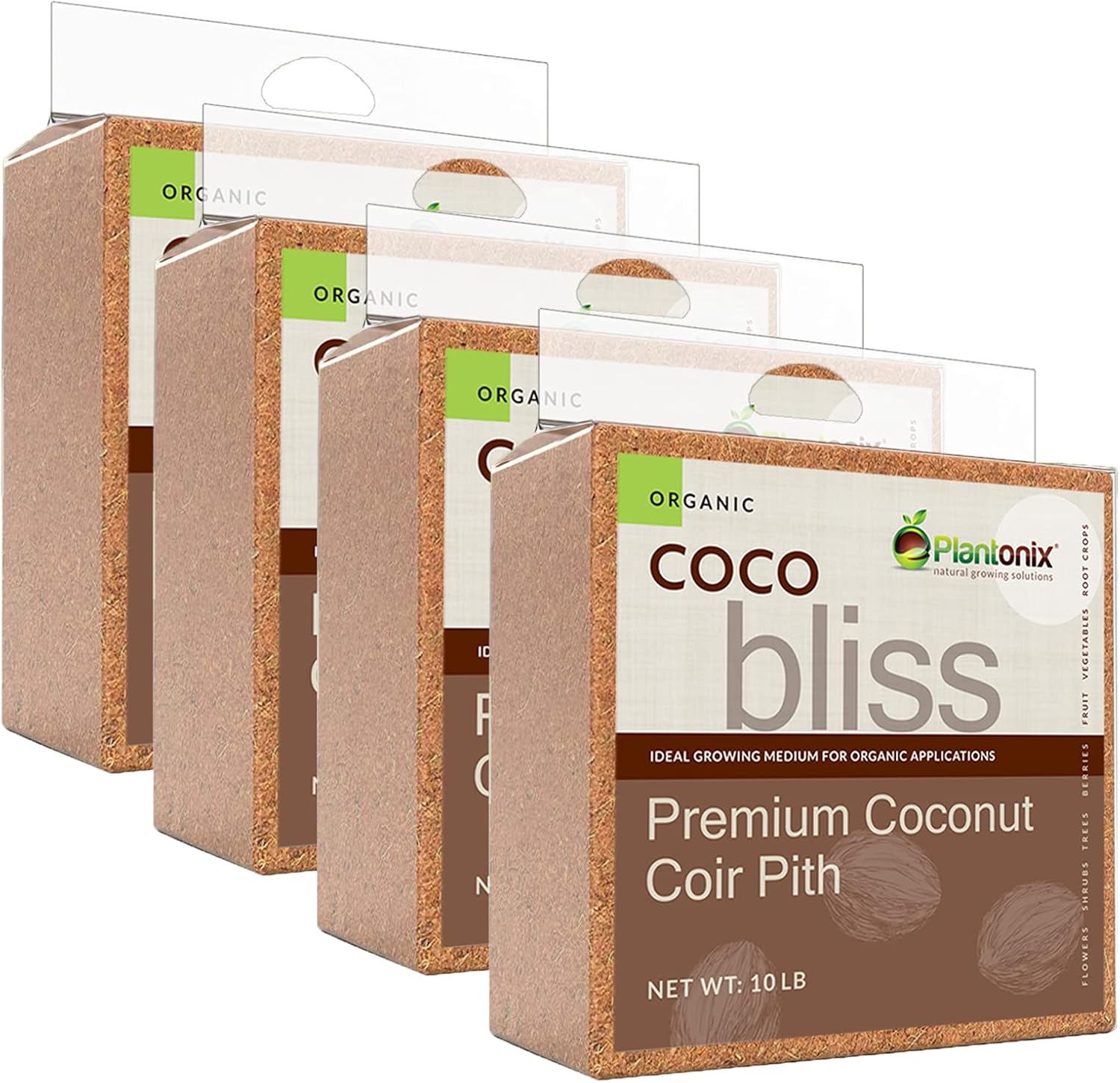 Detalle de Plantonix Coco Bliss B087DNZK26 Coco Coir Brick, 40 lb, OMRI-Listed