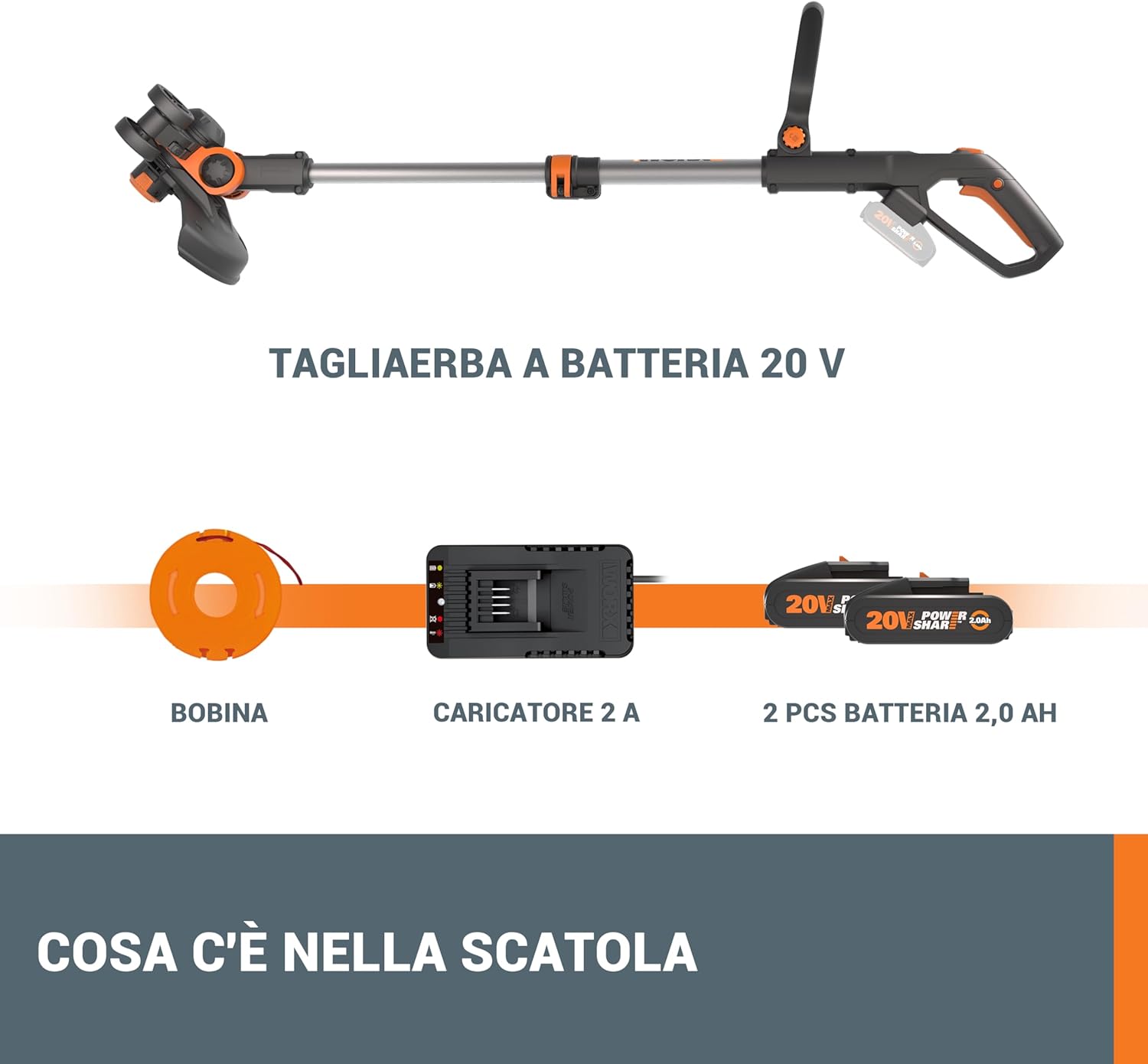 Thumbnail 1 de Worx 18V (20V Max) WG163E.2 2-in-1: tagliasiepi e tagliabordi senza fili con batteria PowerShare