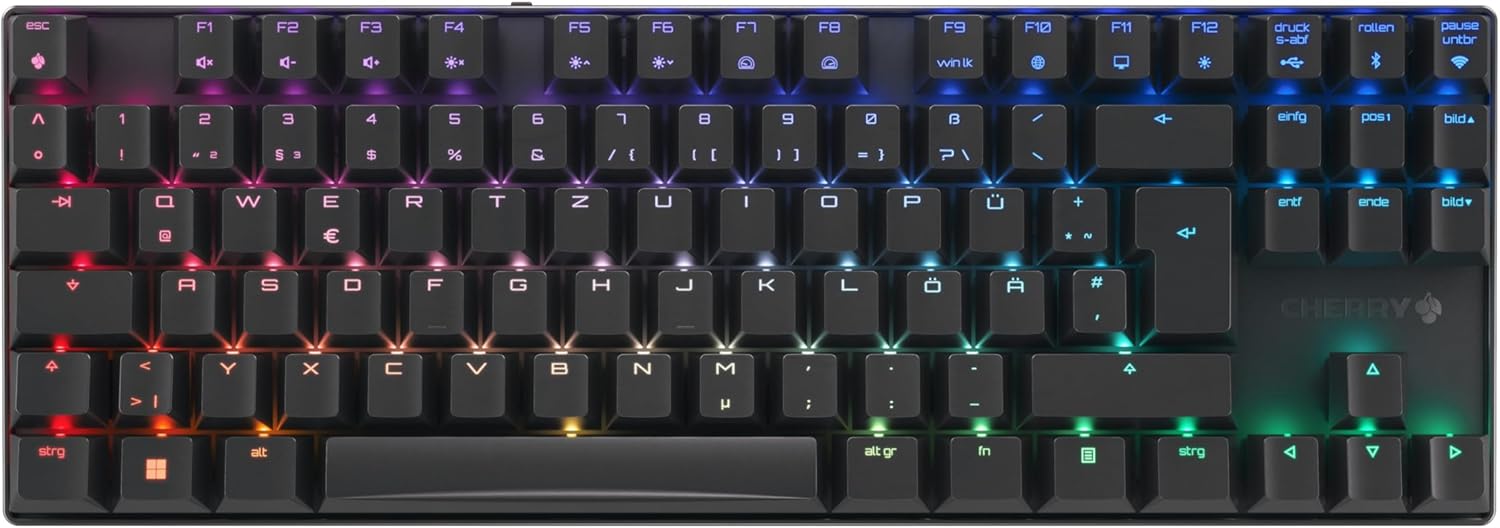 CHERRY MX 8.2 TKL Wireless Gaming-Tastatur (QWERTZ) mit MX2A Brown, Bluetooth, 2,4 GHz & Kabel