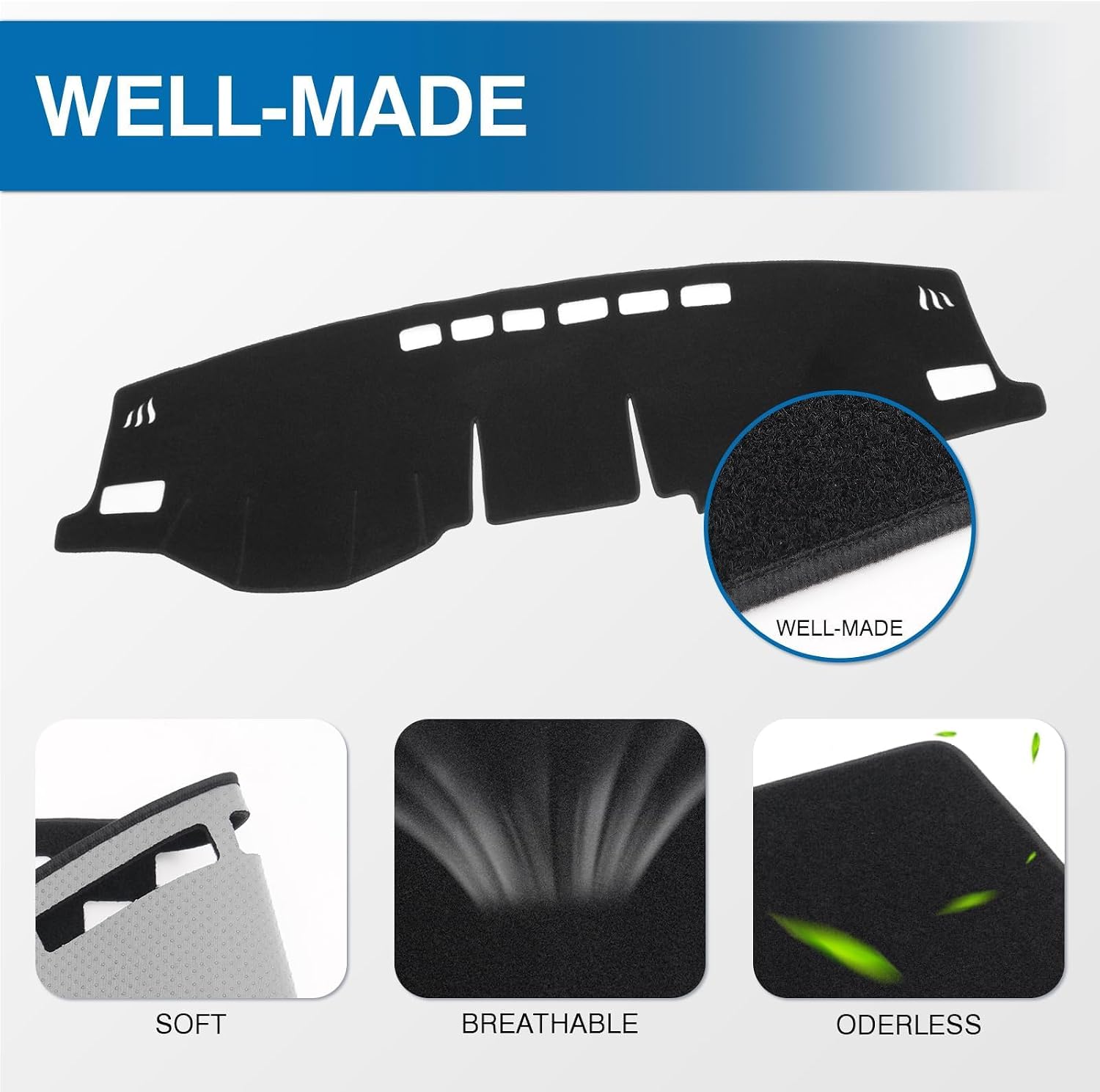 Thumbnail 3 de KUST Black Dash Cover Mat for Toyota RAV4 (2019-2025) — Custom Fit, Non-Slip, UV Protection