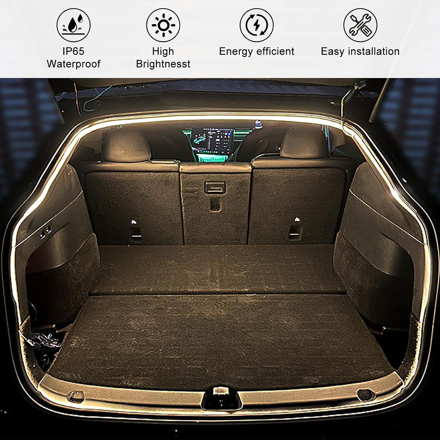 Detalle de Ceinture lumineuse LED de coffre – Bande ambiance 4 m pour éclairage intérieur automobile