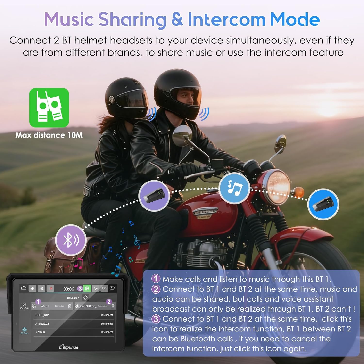 Detalle de Carpuride W502TPRO Motorrad CarPlay 5-Zoll