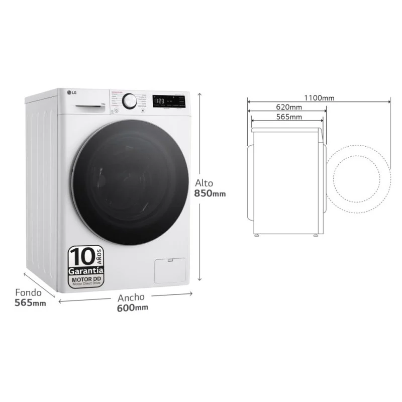 Detalle de LG Serie 600 Lavadora Carga Frontal 10kg