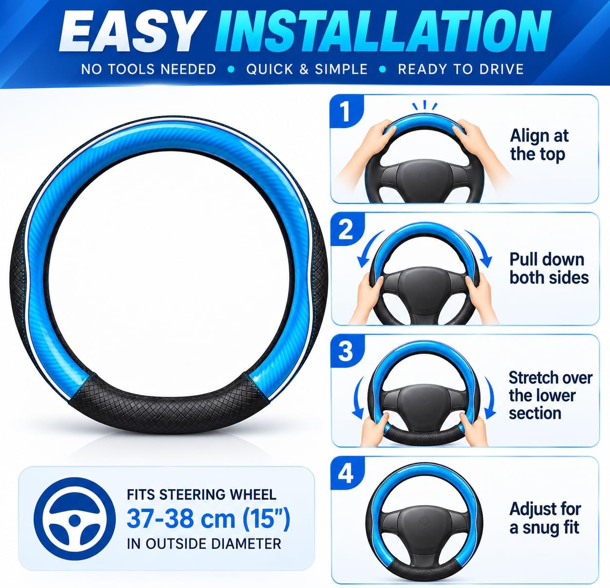 Detalle 2 de Autothetic Steering Wheel Cover, 15-Inch